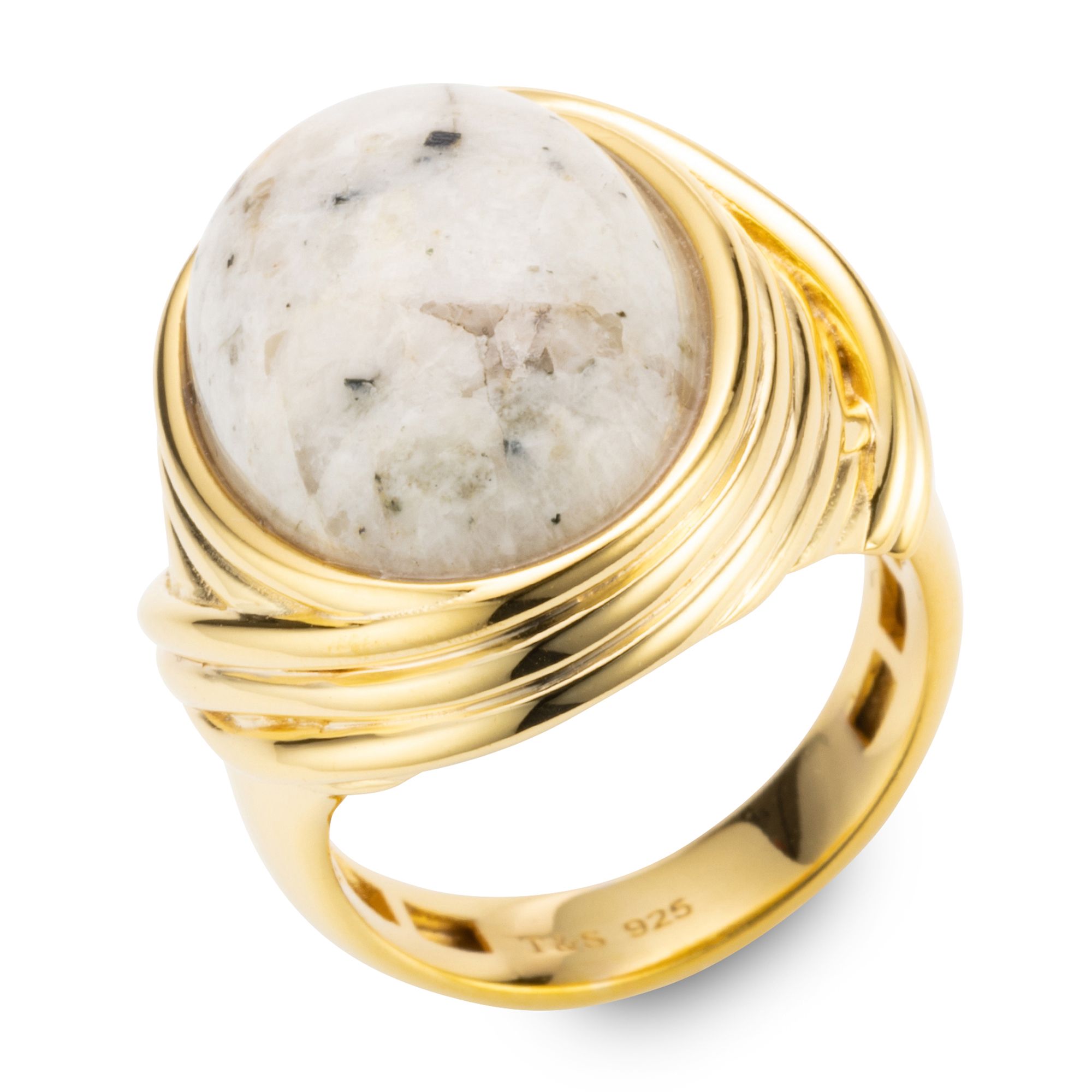 THOMAS & SOHN Himalaya Granit Ring Cabochon oval Silber 925