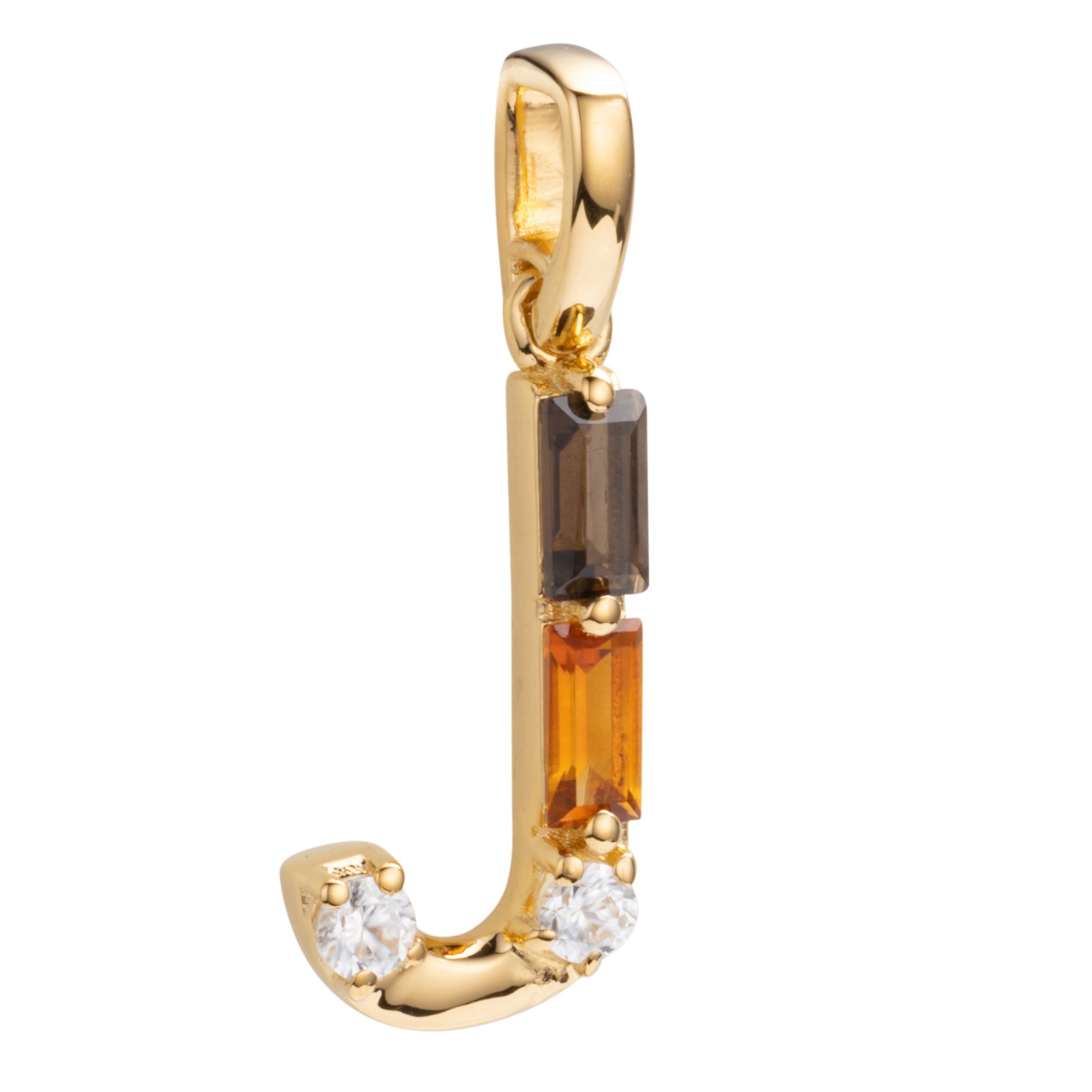 THOMAS & SOHN Edelsteine mind. 0,41ct Buchstaben-Anhänger Silber vergoldet