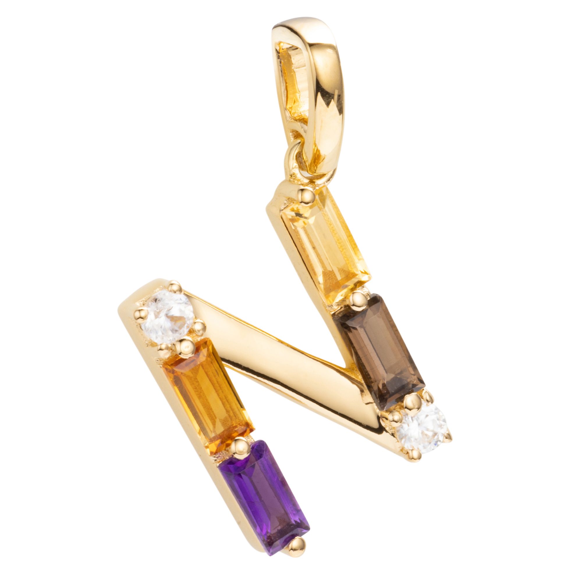 THOMAS & SOHN Edelsteine mind. 0,41ct Buchstaben-Anhänger Silber vergoldet