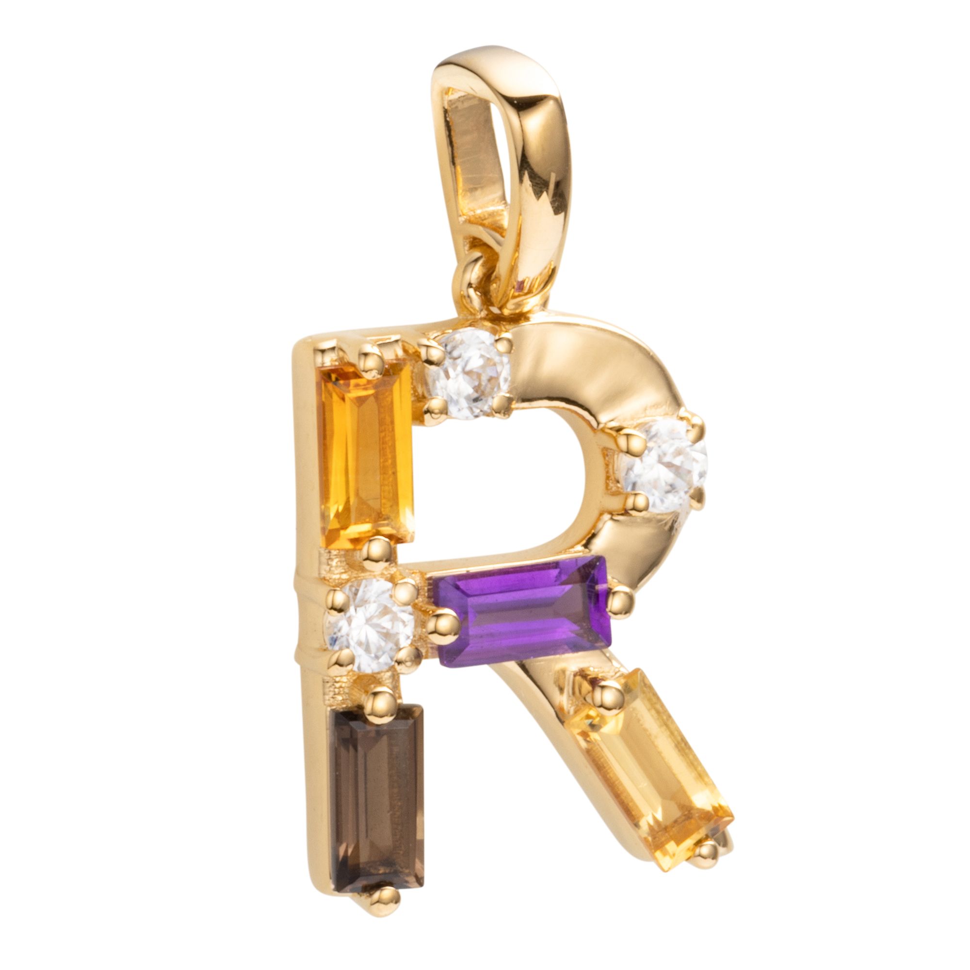 THOMAS & SOHN Edelsteine mind. 0,41ct Buchstaben-Anhänger Silber vergoldet