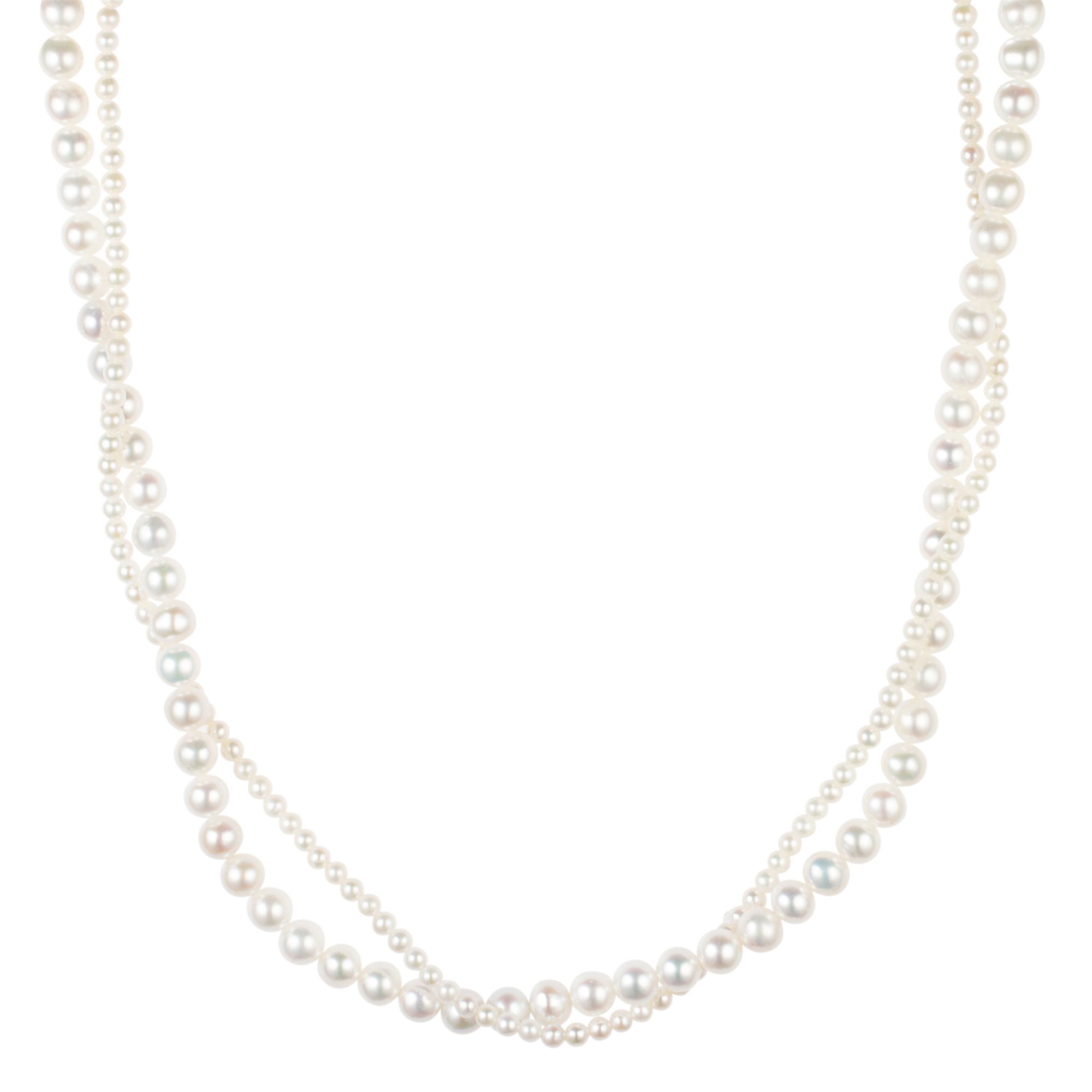 PERLEA Collier Süßwasserzucht- perlen 3-6mm Silber rhodiniert