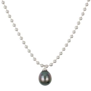 PERLEA Collier Tahitizucht- perle 9-10mm Silber rhodiniert