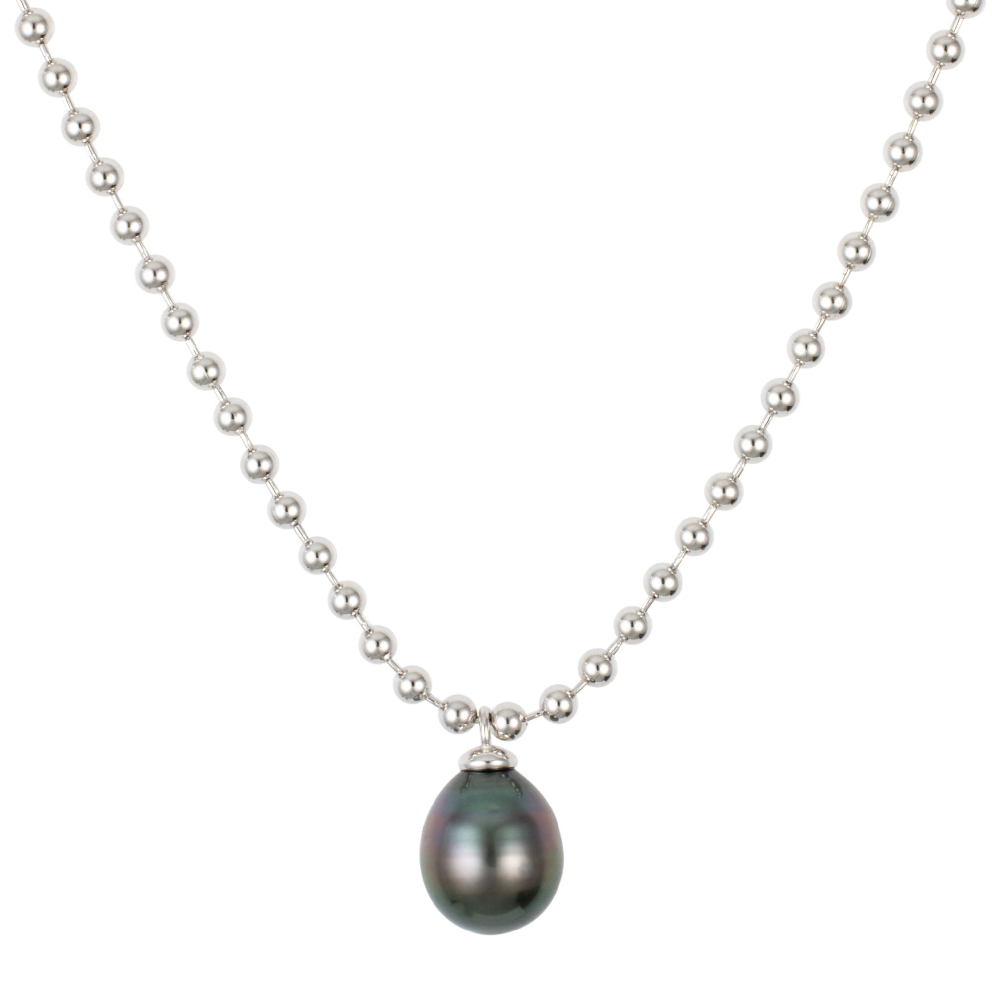 PERLEA Collier Tahitizucht- perle 9-10mm Silber rhodiniert