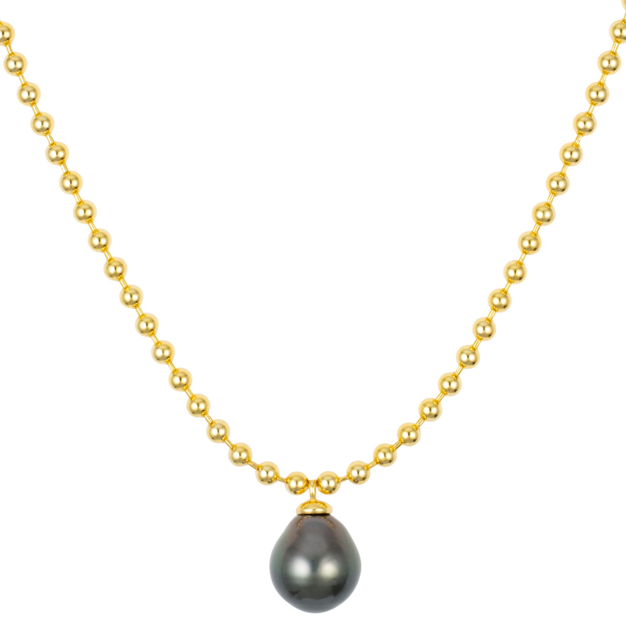 PERLEA Collier Tahitizucht- perle 9-10mm Silber rhodiniert