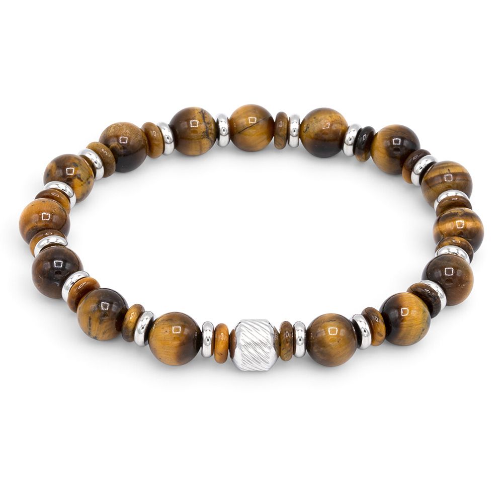 MONESSA Herren-Armband Edelsteine Edelstahl flexibel