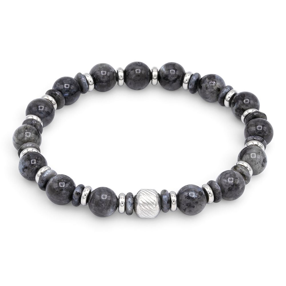 MONESSA Herren-Armband Edelsteine Edelstahl flexibel