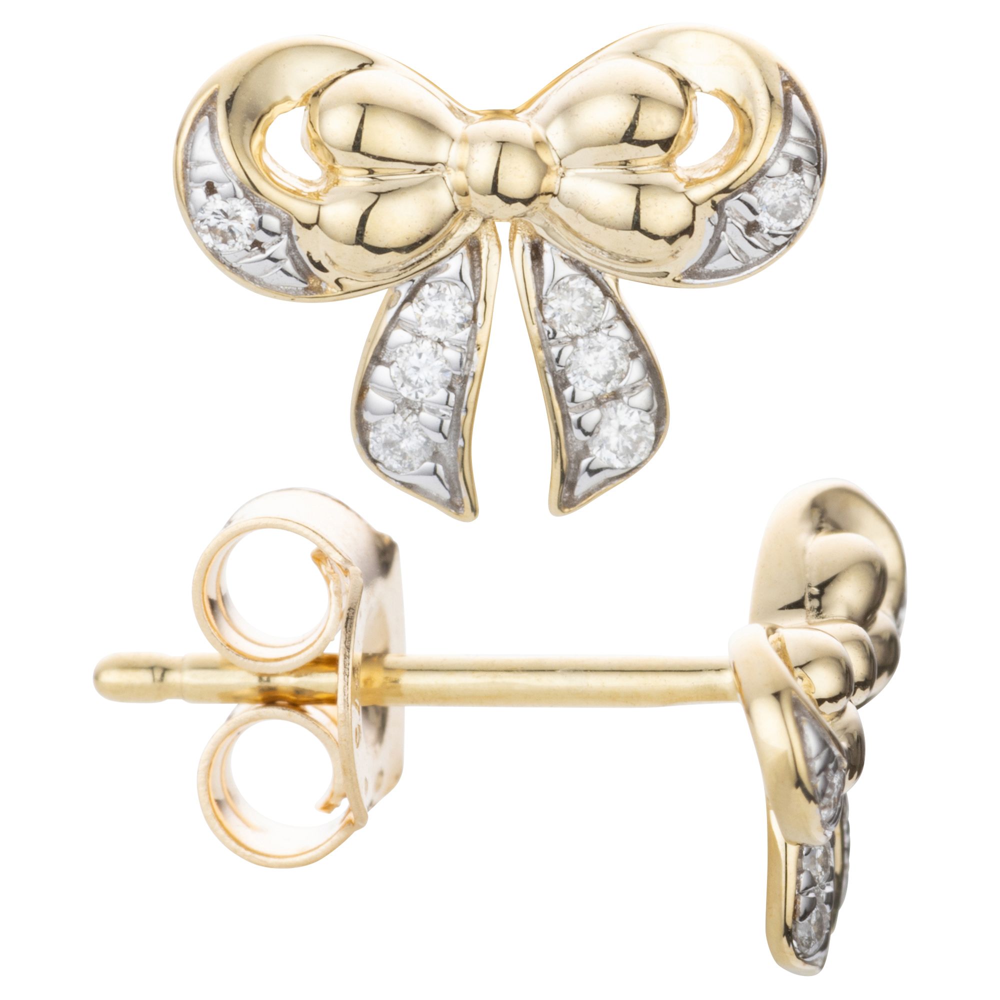 DIAMOUR Schleifen-Ohrstecker 16 Brillanten zus. ca. 0,05ct Gold 375