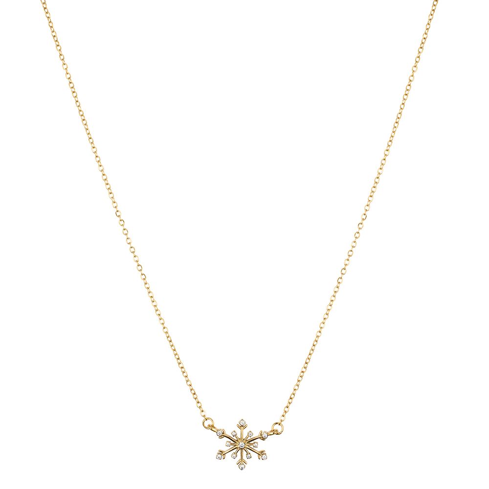 DIAMONIQUE® Schneeflocken Collier = 0,14ct Brillantschliff Edelstahl