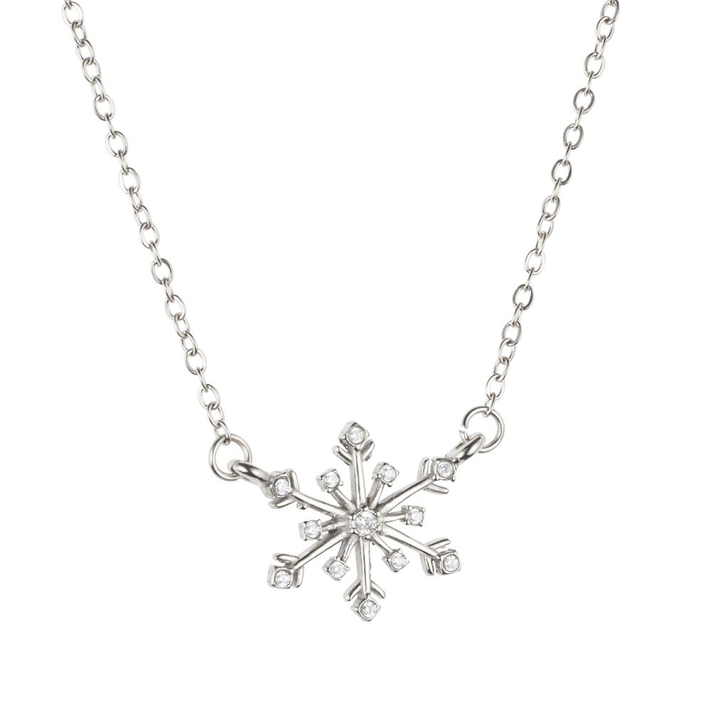 DIAMONIQUE® Schneeflocken Collier = 0,14ct Brillantschliff Edelstahl