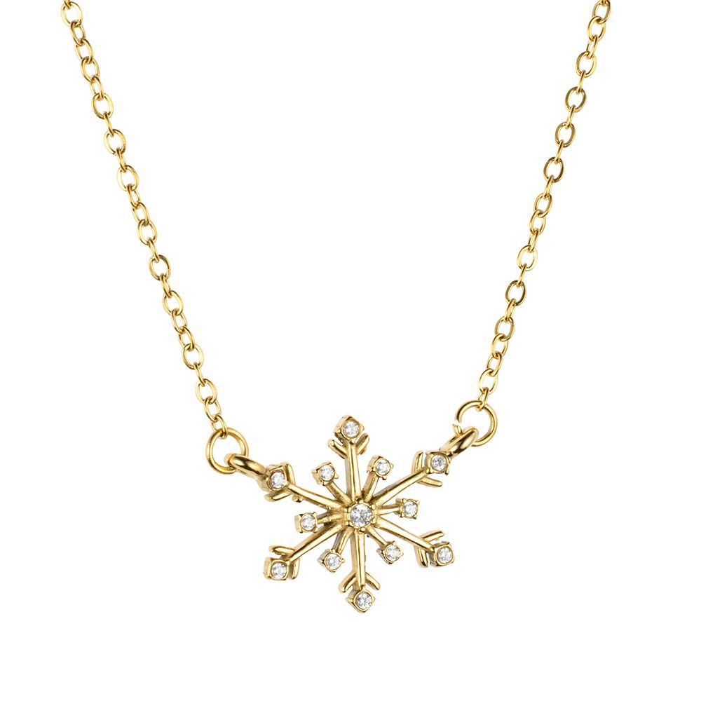 DIAMONIQUE® Schneeflocken Collier = 0,14ct Brillantschliff Edelstahl