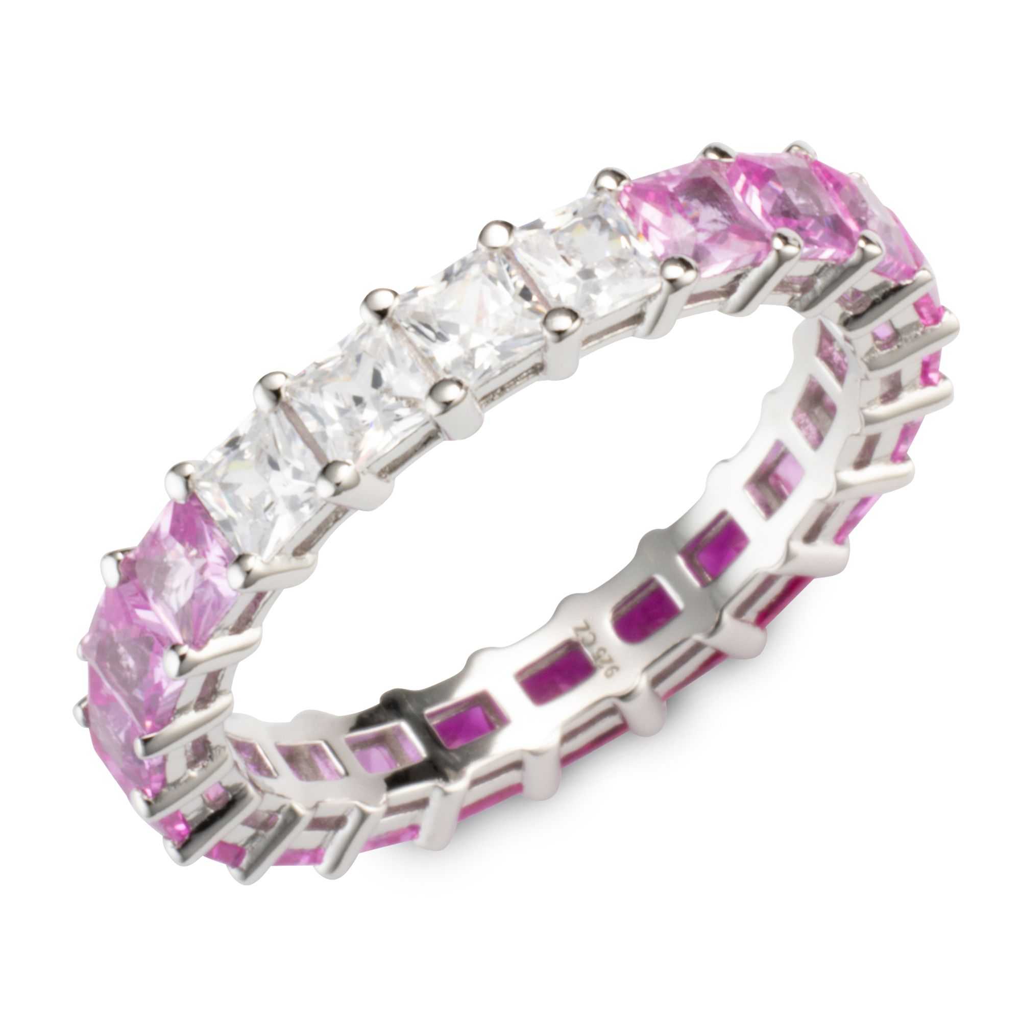 DIAMONIQUE® Ring mind. = 3,20ct Prinzessschliff Silber rhodiniert