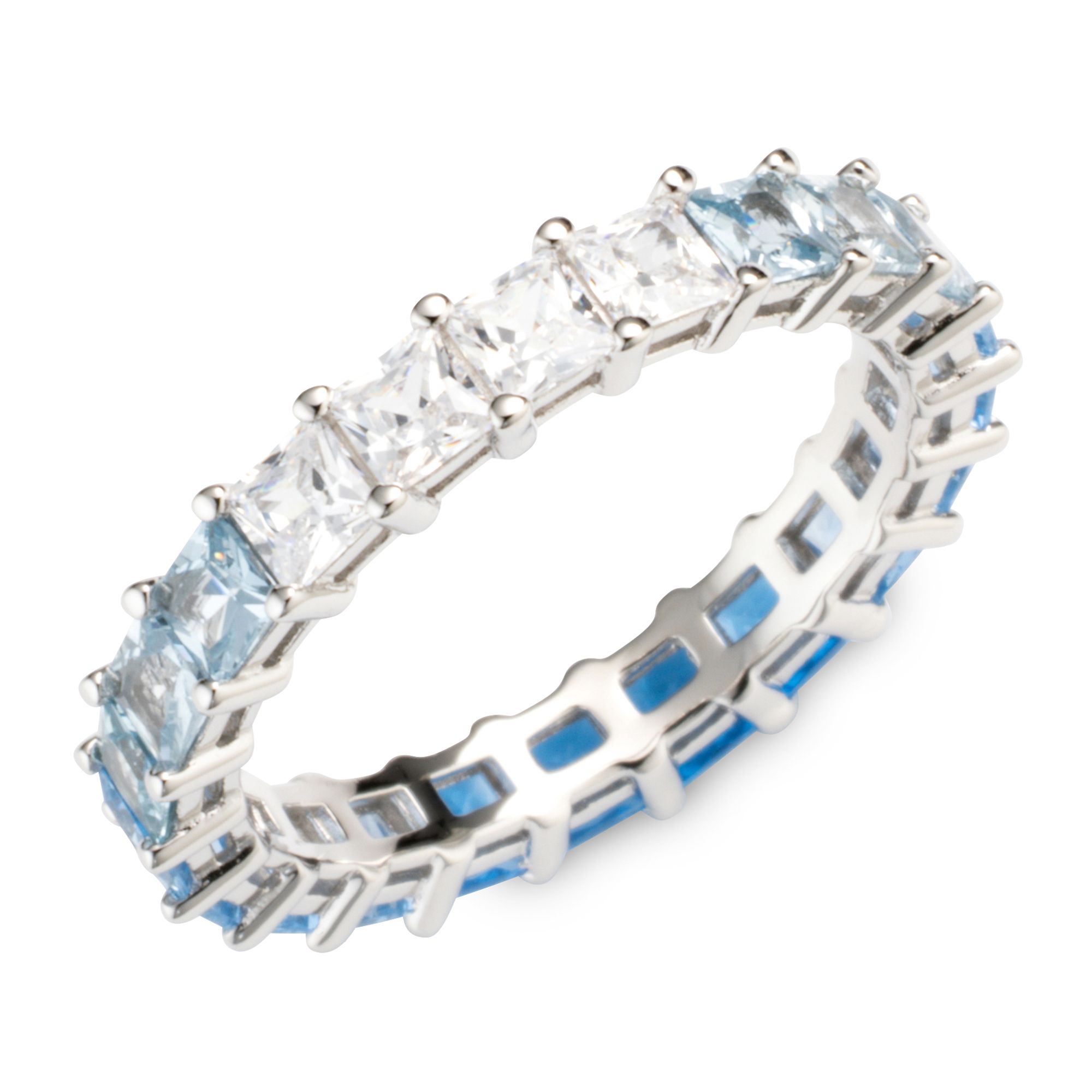 DIAMONIQUE® Ring mind. = 3,20ct Prinzessschliff Silber rhodiniert