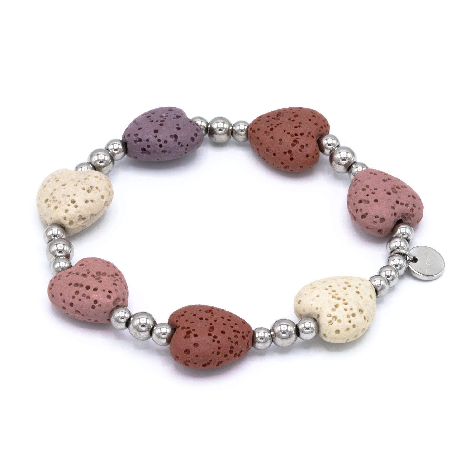 MONESSA Armband Lavasteine flexibel Edelstahl