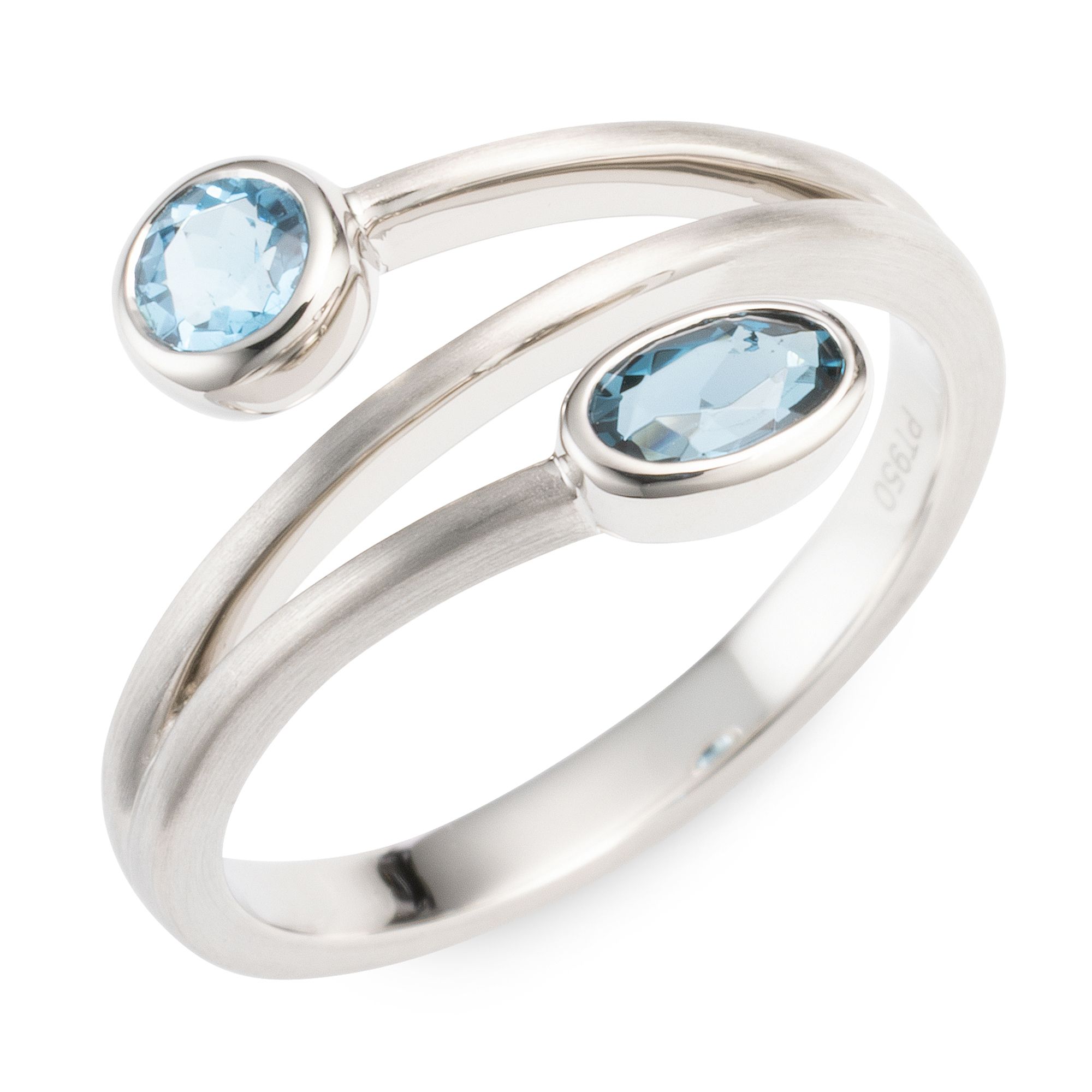 PLATINITY Ring 2 beh. Blautopase zus. ca. 0,50ct. Platin 950