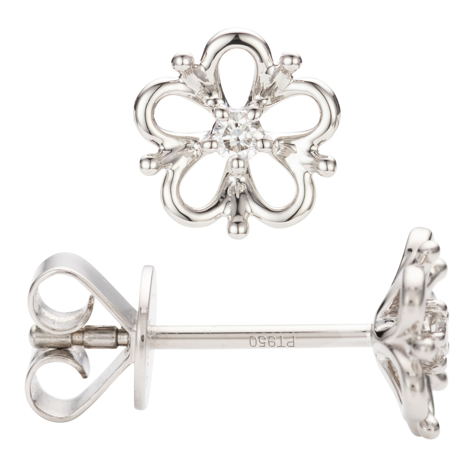 PLATINITY Blüten-Ohrstecker 2 Brillanten zus. ca. 0,05ct Platin 950