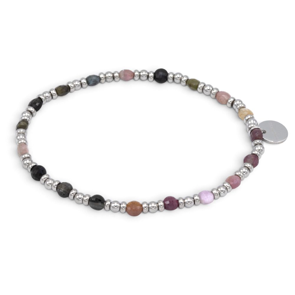 MONESSA Armband Edelsteine Edelstahl flexibel