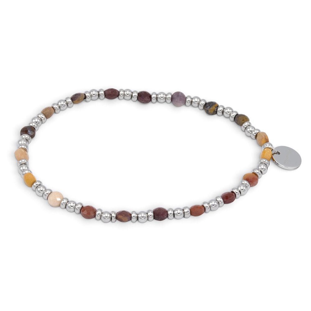 MONESSA Armband Edelsteine Edelstahl flexibel