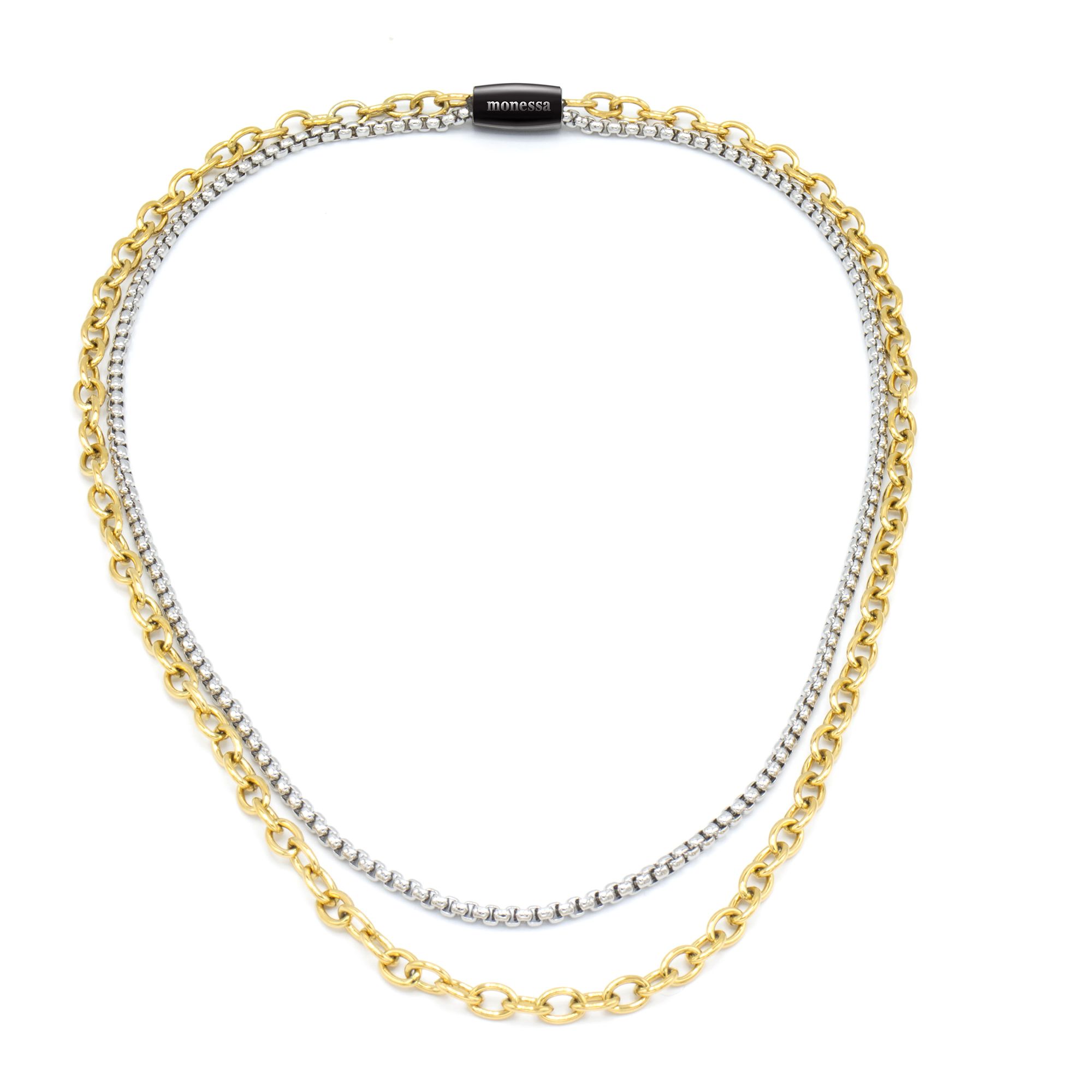 MONESSA 2-rhg. Collier Edelstahl poliert Magnetverschluss