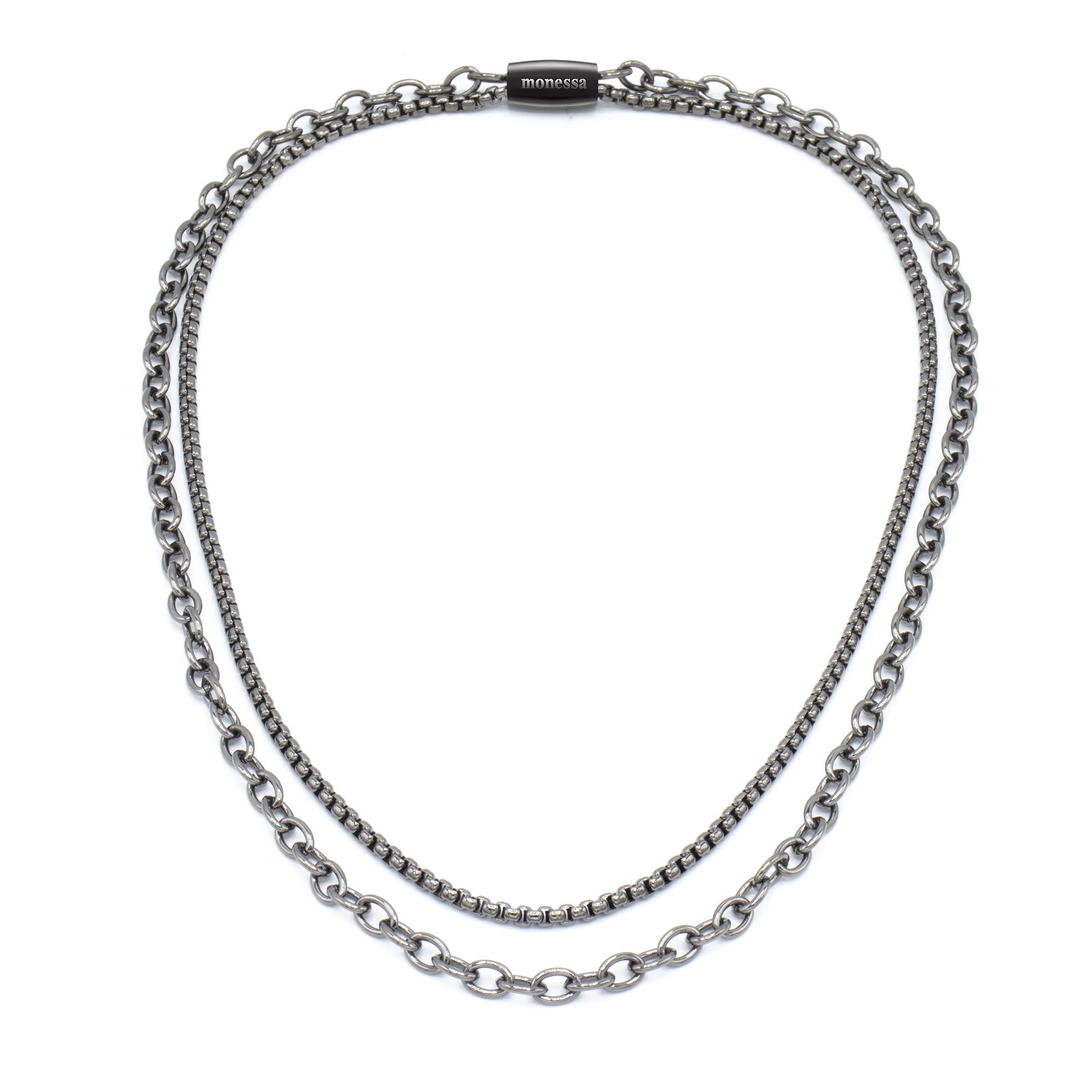 MONESSA 2-rhg. Collier Edelstahl poliert Magnetverschluss