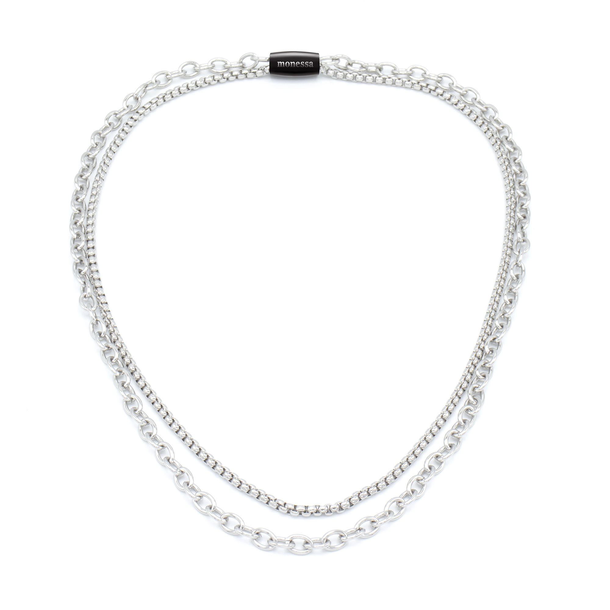 MONESSA 2-rhg. Collier Edelstahl poliert Magnetverschluss