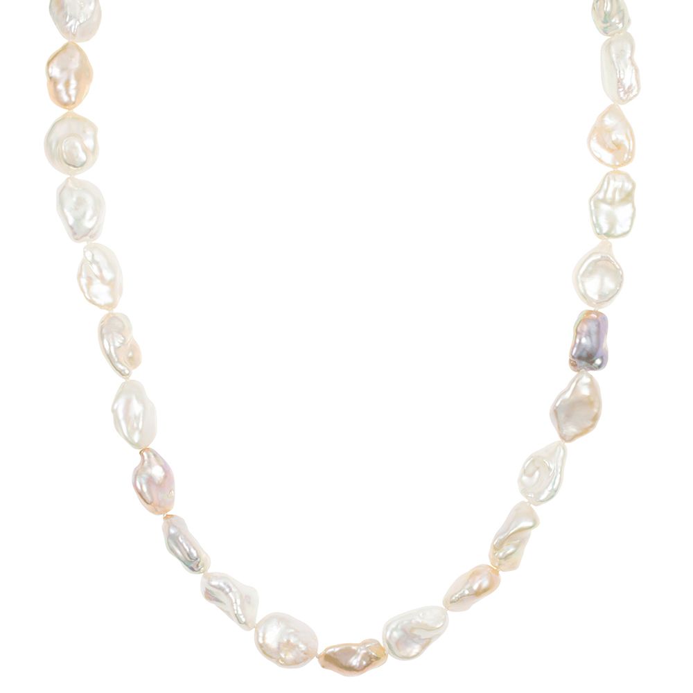 PERLEA Collier Süßwasserzucht- perlen 10-14mm Silber 925
