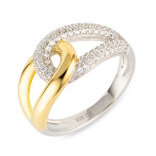 DIAMONIQUE® Ring = 0,40ct Brillantschliff Silber Bicolor-Optik
