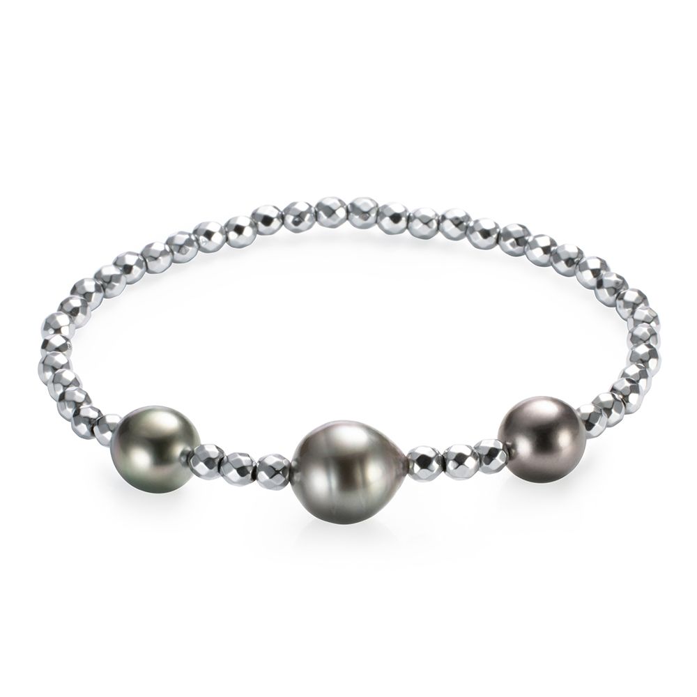 PERLEA Armband Tahitizucht- perlen 8-12mm flexibel