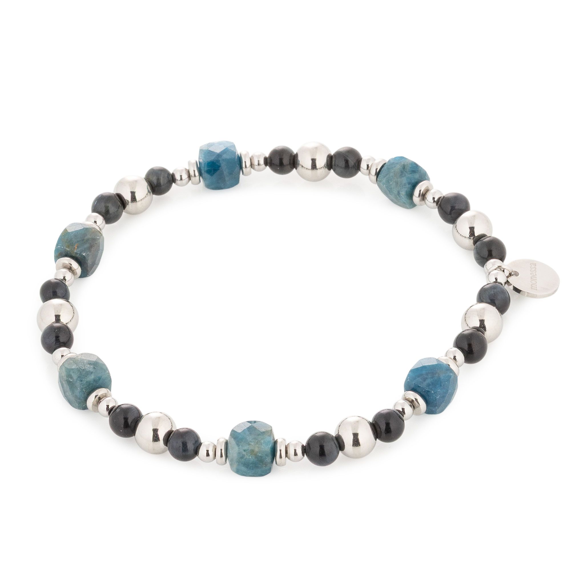 MONESSA Armband Edelsteine flexibel Edelstahl