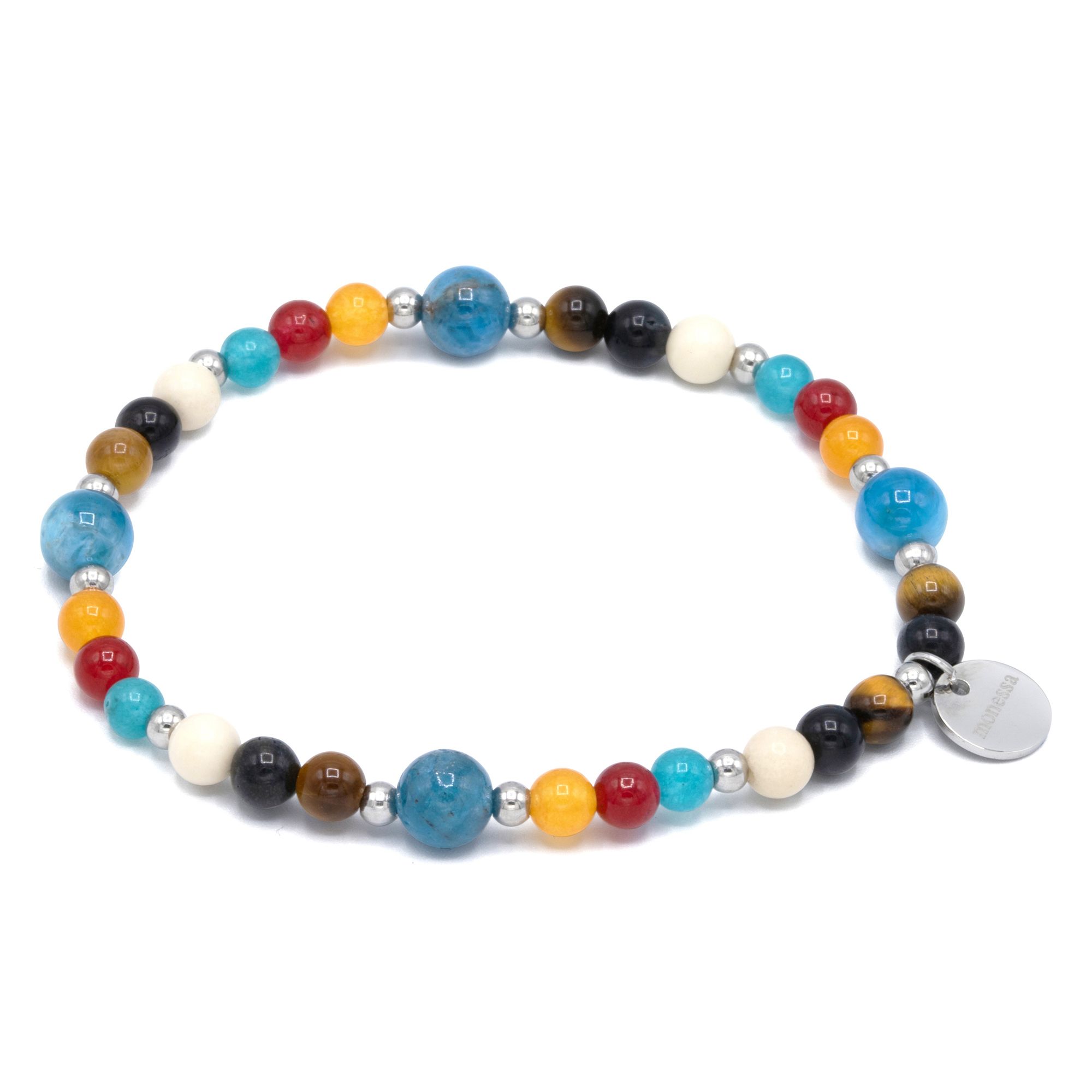 MONESSA Armband Edelsteine flexibel Edelstahl