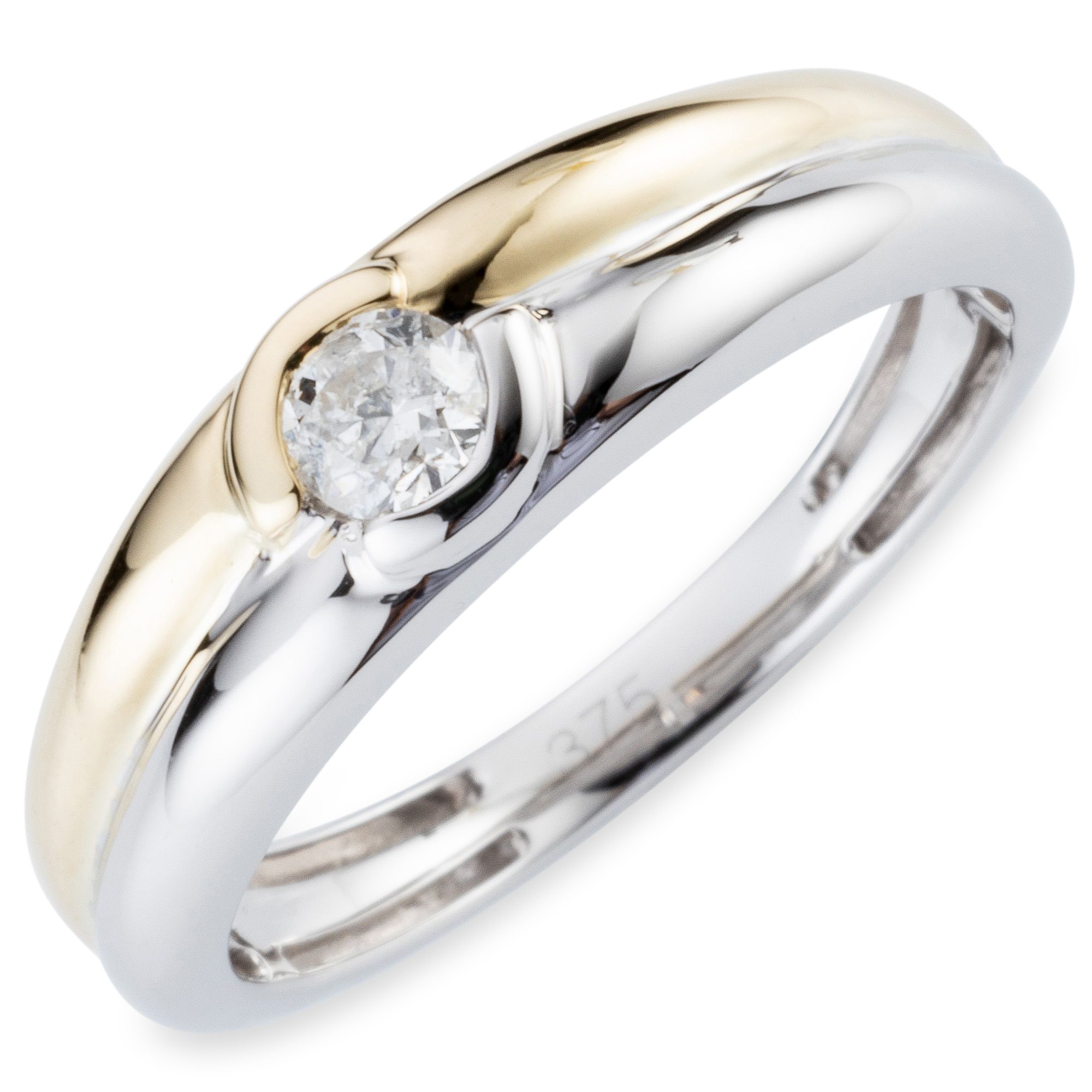 DIAMOUR Ring 1 Brillant ca. 0,15ct Gold 375, Bicolor