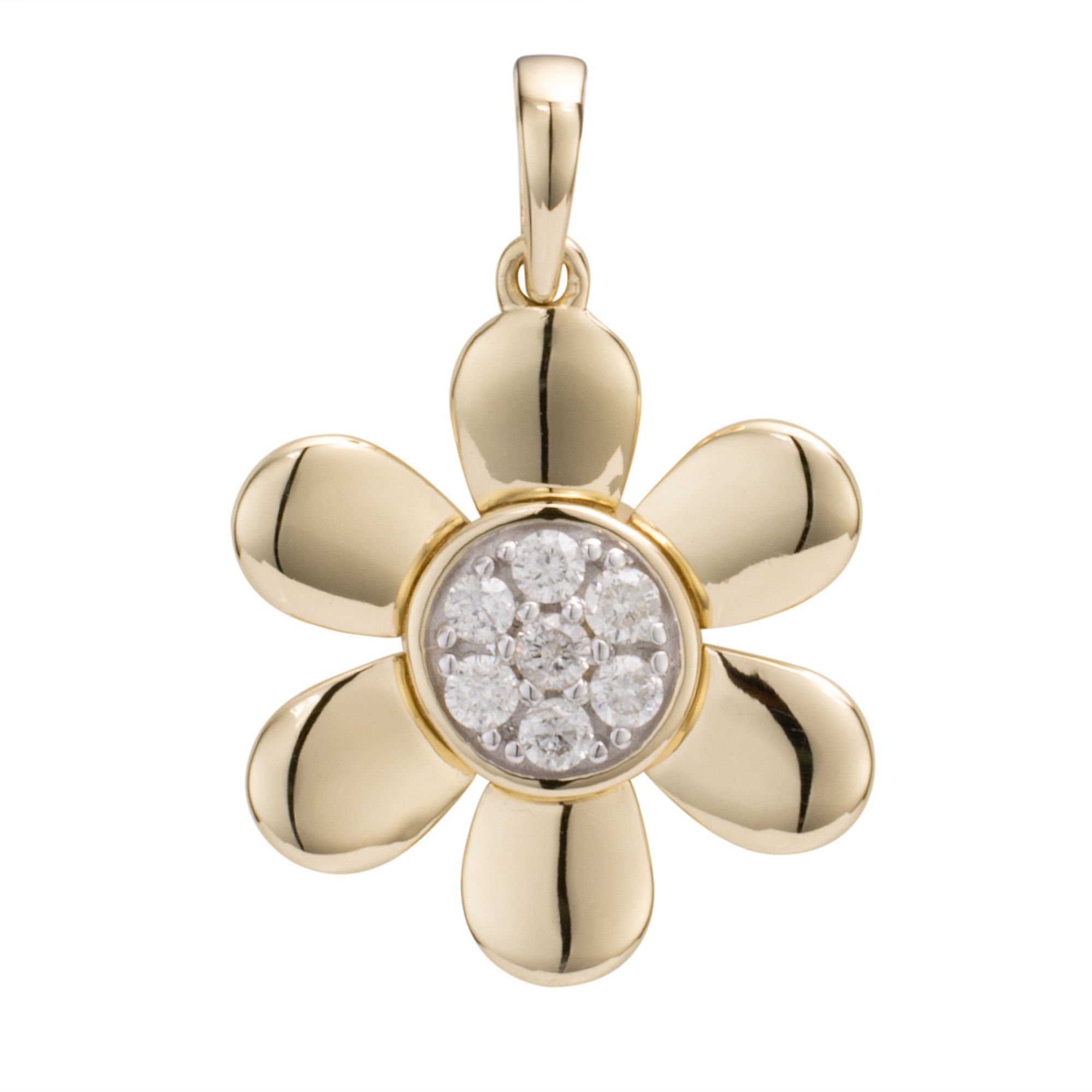 DIAMOUR Blumen-Anhänger 7 Brillanten zus. ca. 0,15ct Gold 375