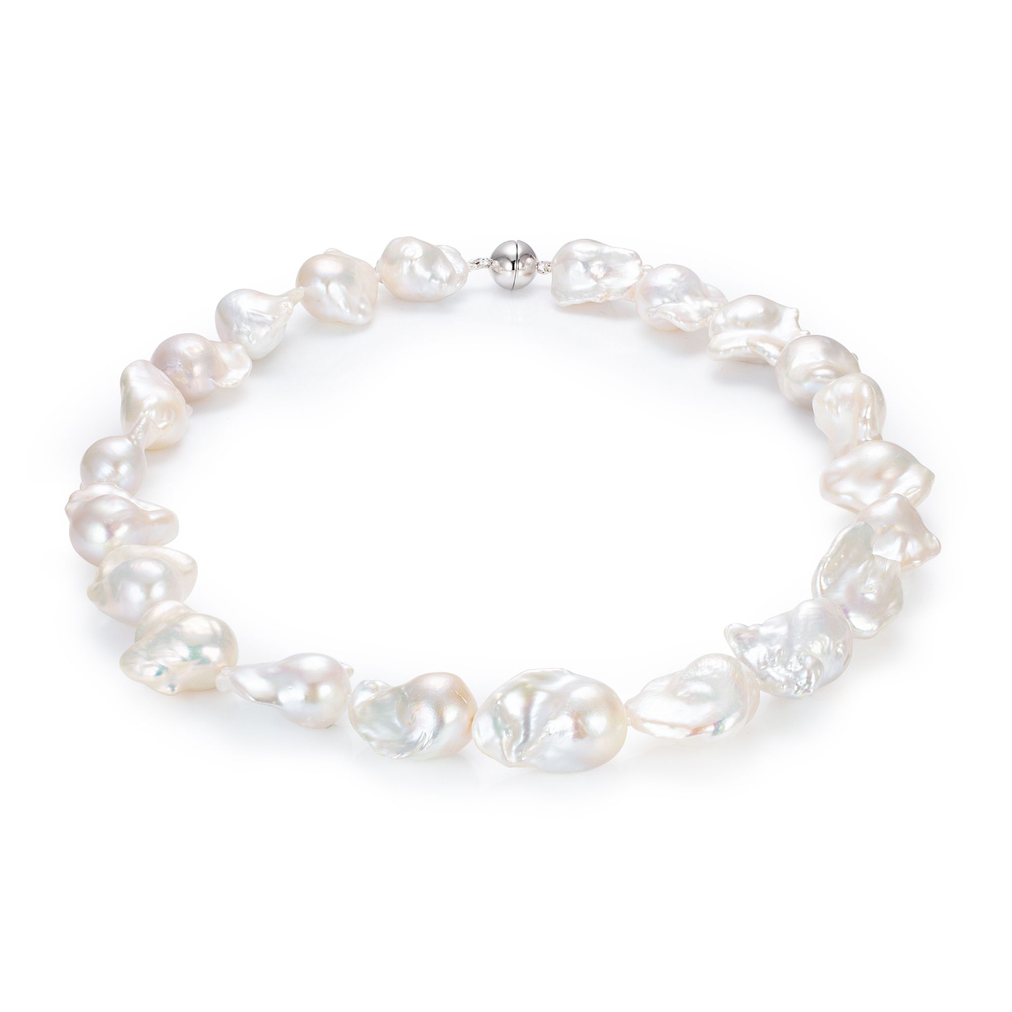 PERLEA Collier Süßwasserzucht- perlen 11-15mm Silber rhodiniert