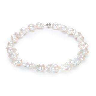 PERLEA Collier Süßwasserzucht- perlen 11-15mm Silber rhodiniert