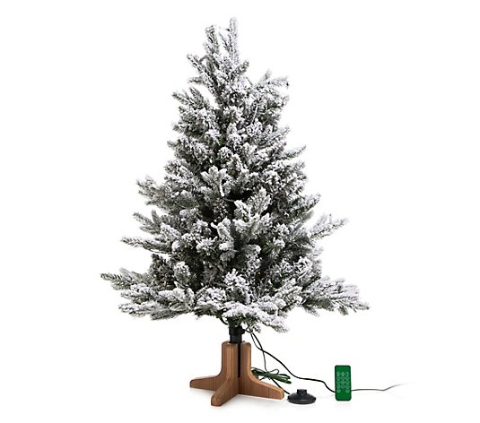 LUMIDA Xmas Deluxe Weihnachtsbaum Ständer in Holz-Optik Aufbewahrungstasche & FB, 132 Funktionen