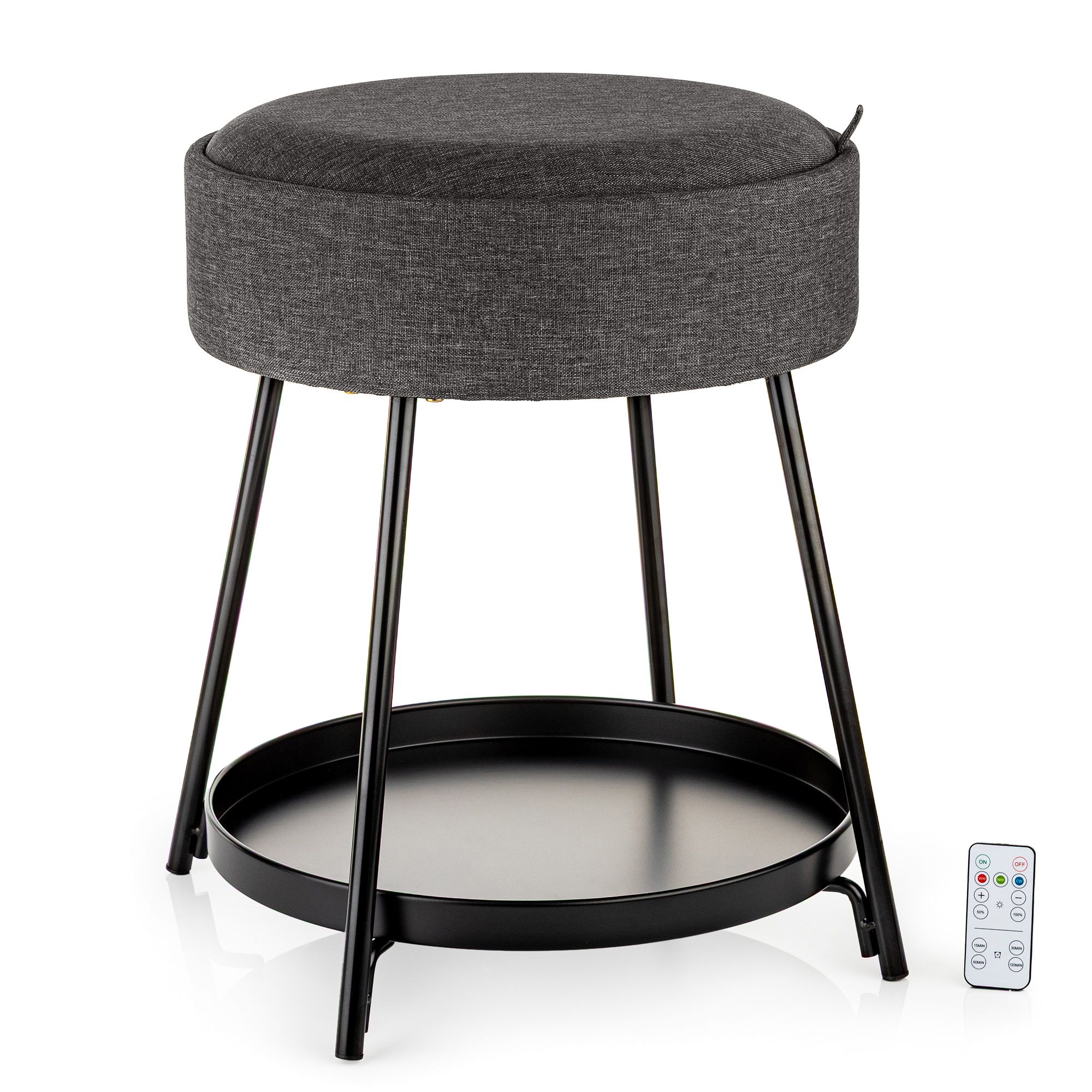 LUMIDA Casa Deko-Hocker mit Tablett-Funktion indirekte Beleuchtung FB, Höhe 51cm, Ø 48cm
