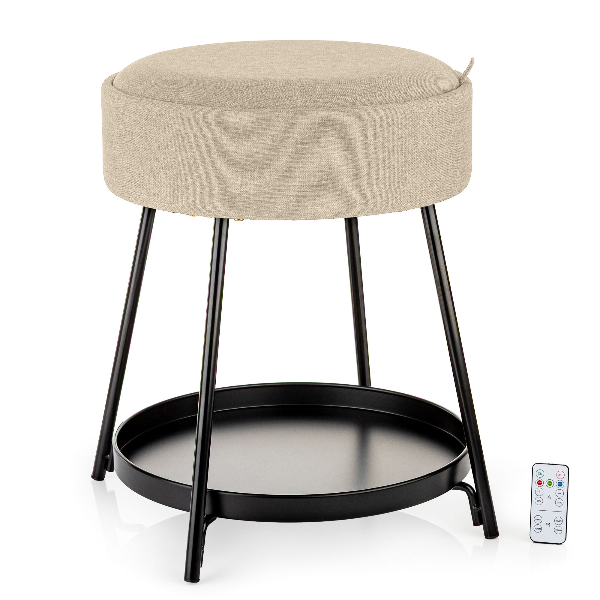 LUMIDA Casa Deko-Hocker mit Tablett-Funktion indirekte Beleuchtung FB, Höhe 51cm, Ø 48cm