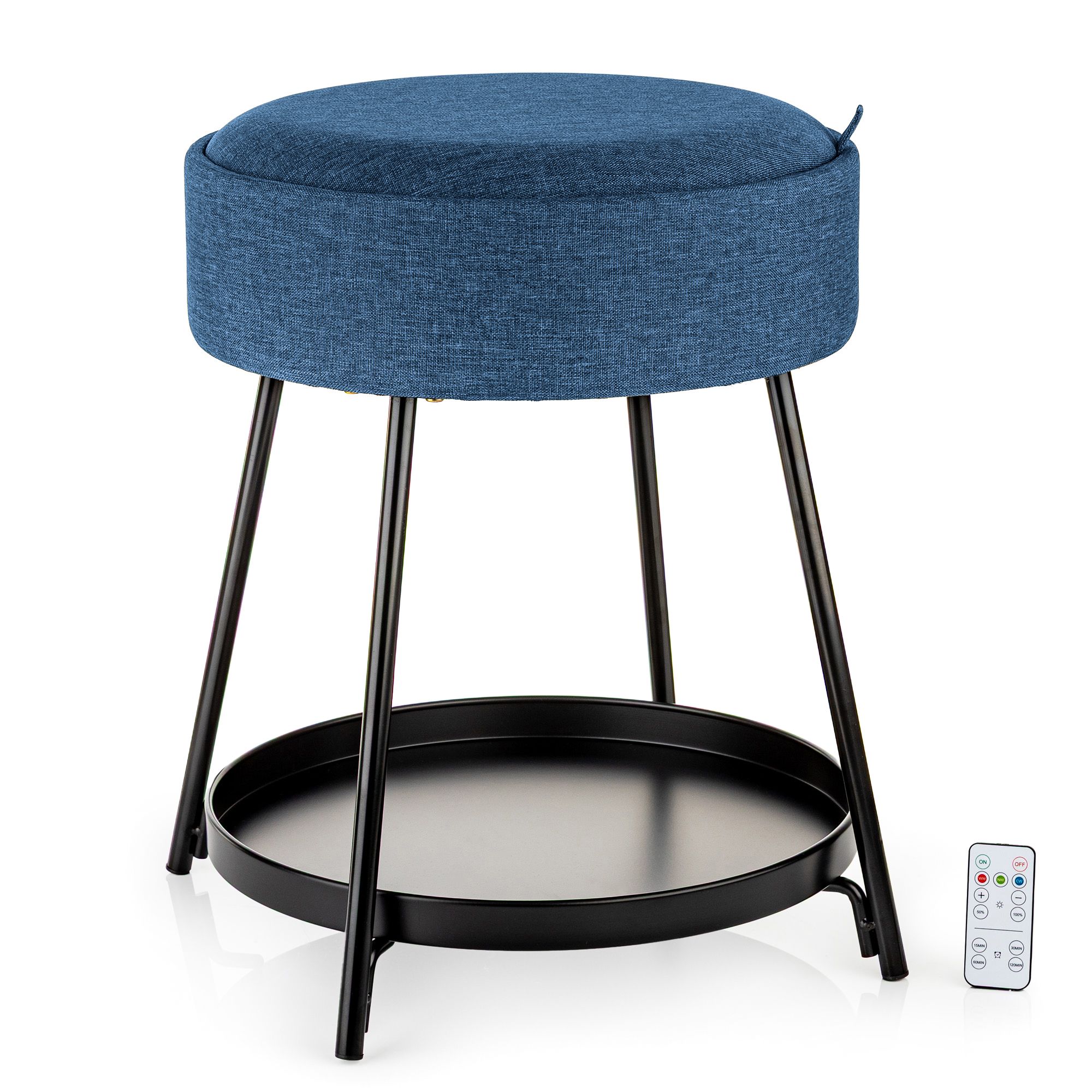 LUMIDA Casa Deko-Hocker mit Tablett-Funktion indirekte Beleuchtung FB, Höhe 51cm, Ø 48cm