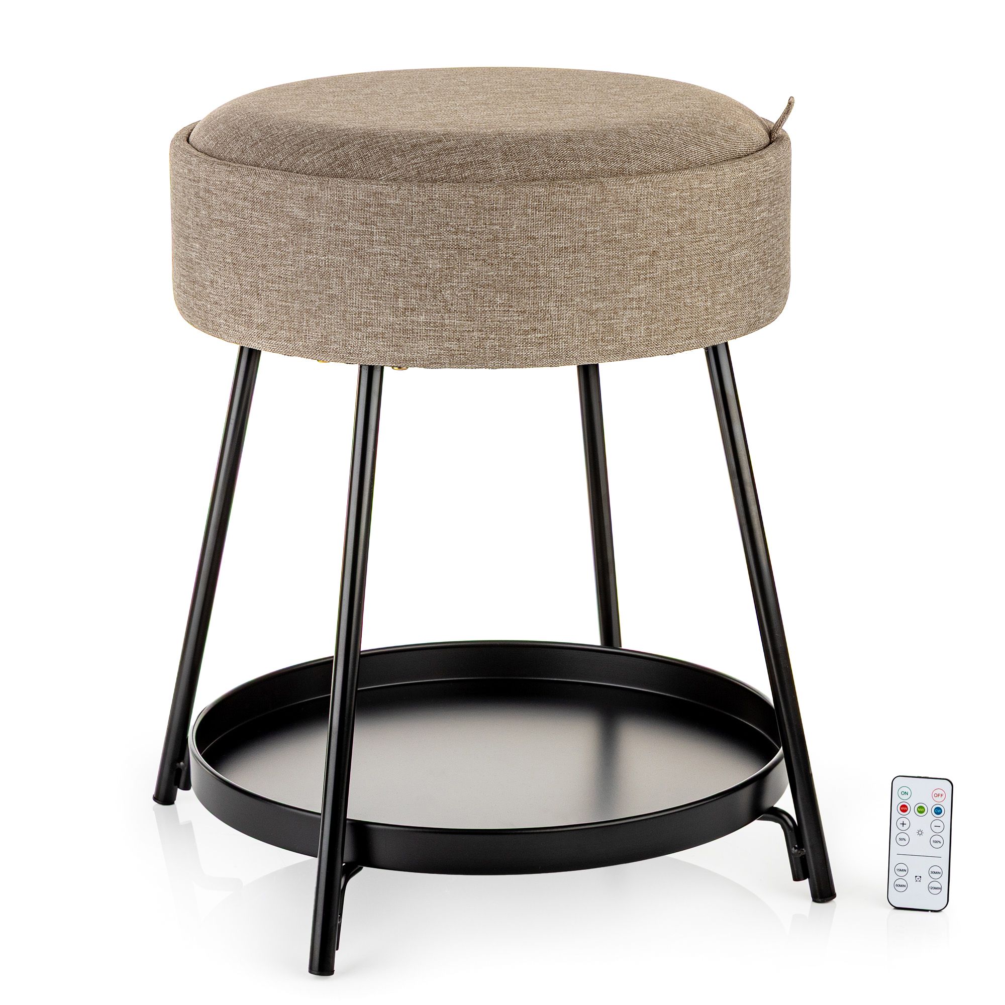 LUMIDA Casa Deko-Hocker mit Tablett-Funktion indirekte Beleuchtung FB, Höhe 51cm, Ø 48cm