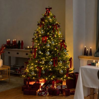 LUMIDA Xmas Weihnachtsbaum mit LED-Beleuchtung inkl. LED-Holzfuss, FB & Tasche