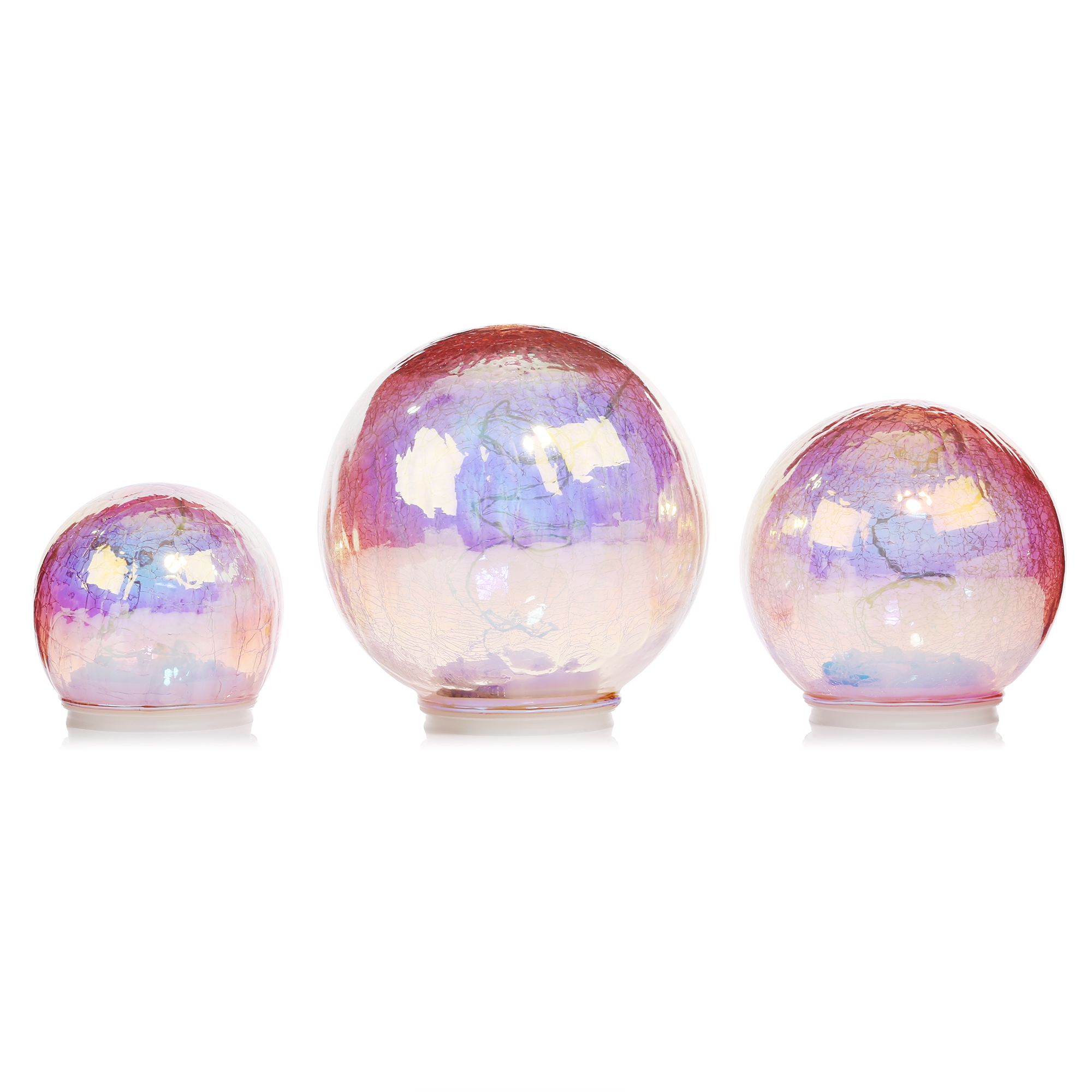 LUMIDA Casa 3 Craquelé-Kugeln Effekt irisierend outdoorgeeignet Ø ca. 12, 15 & 18cm