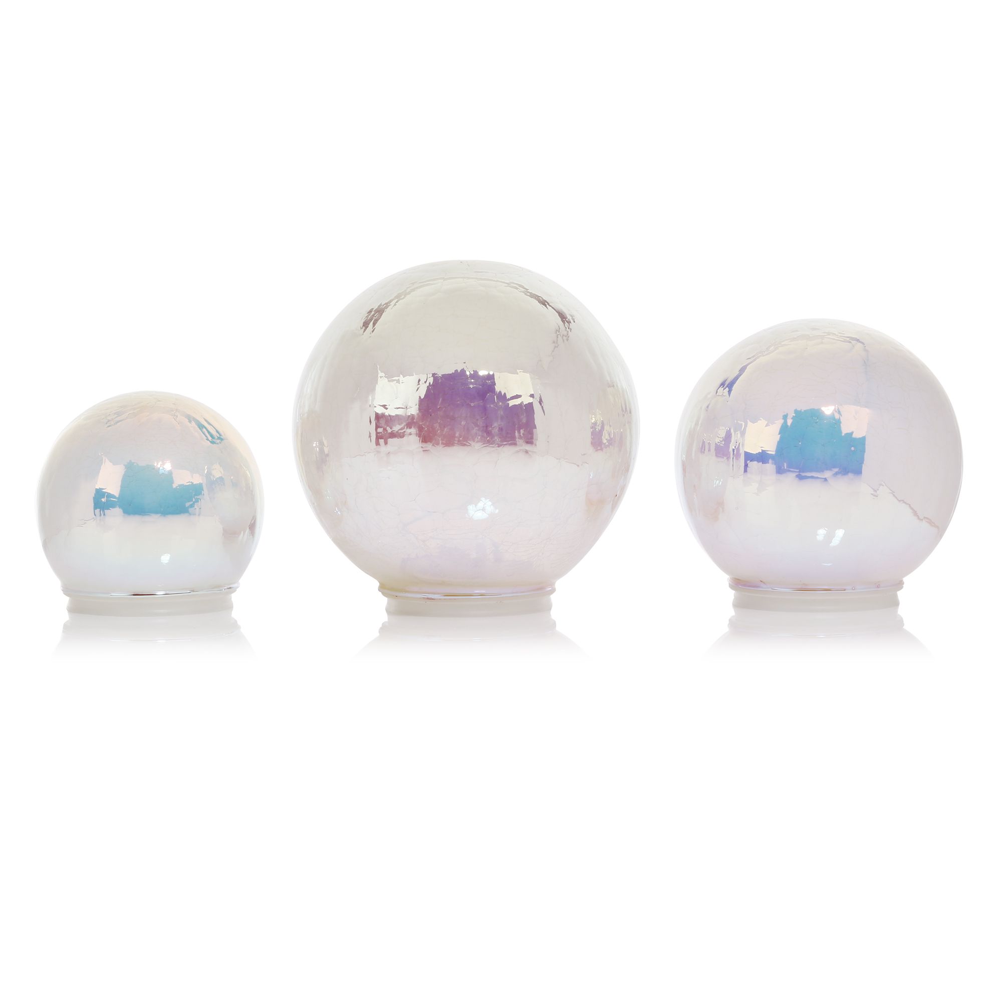 LUMIDA Casa 3 Craquelé-Kugeln Effekt irisierend outdoorgeeignet Ø ca. 12, 15 & 18cm