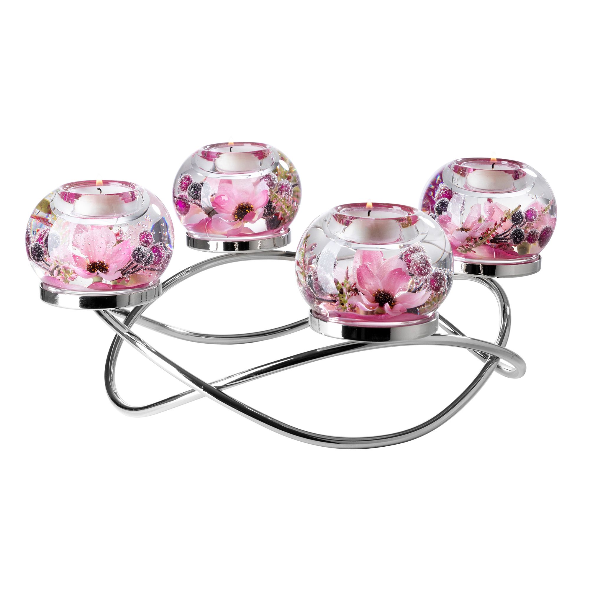 DREAMLIGHT Dekokranz 4 Teelichte RONDA Designauswahl Höhe 14cm, Ø 34cm