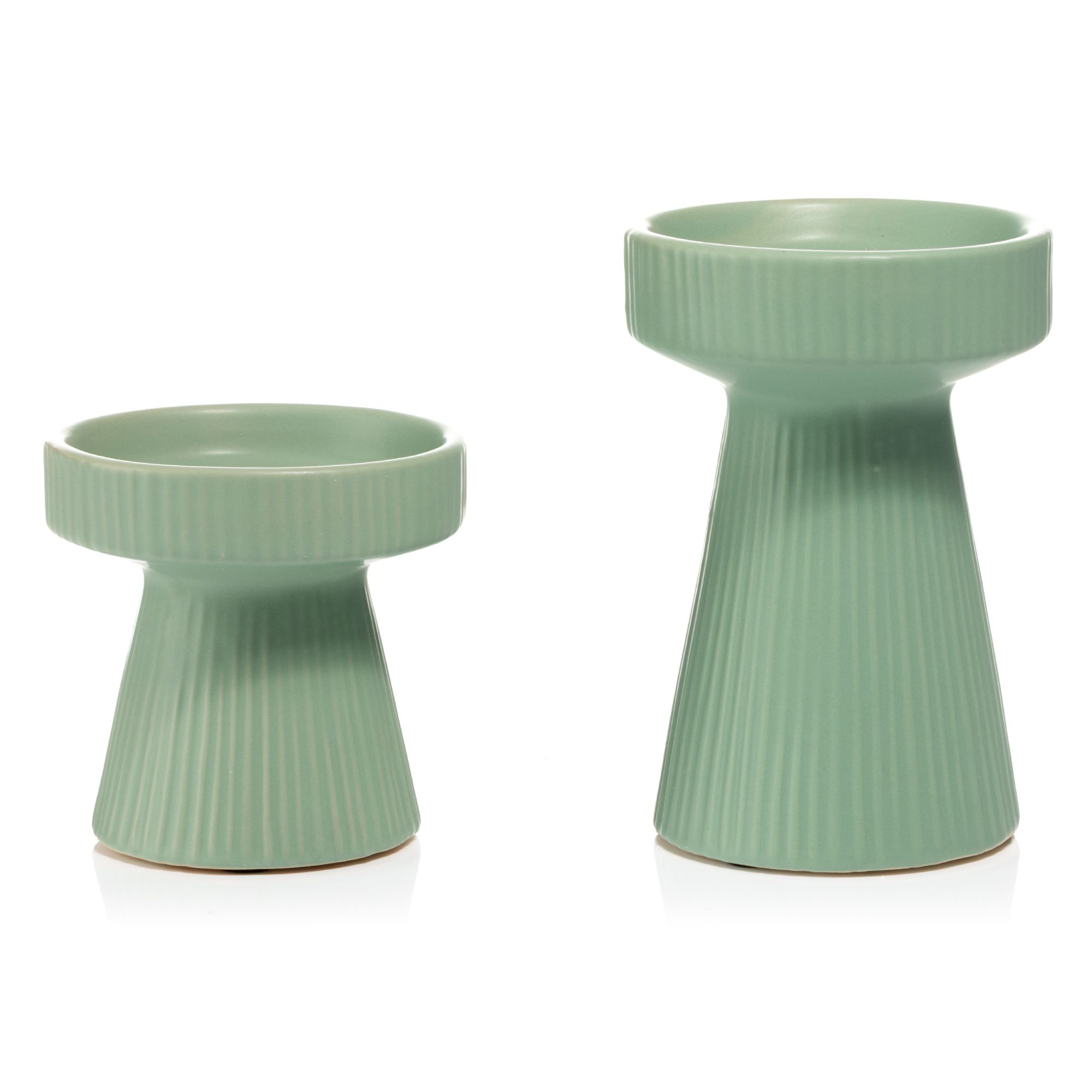 ELAMBIA 2 Kerzenhalter Keramik modernes Design Höhe 10cm & 15cm