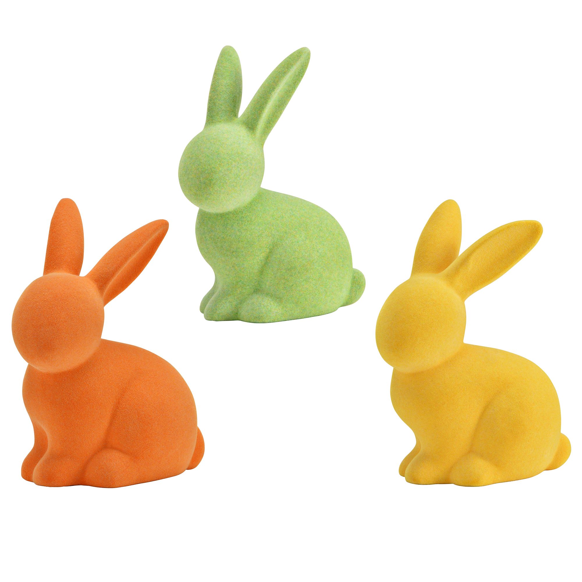 WURM 3 Dekofiguren Farbmix Hase aus Keramik