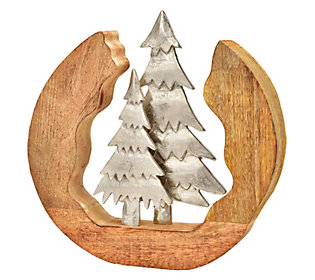 WURM Aufsteller Tannenbaum Holz, Metall ca. 30x30x5cm