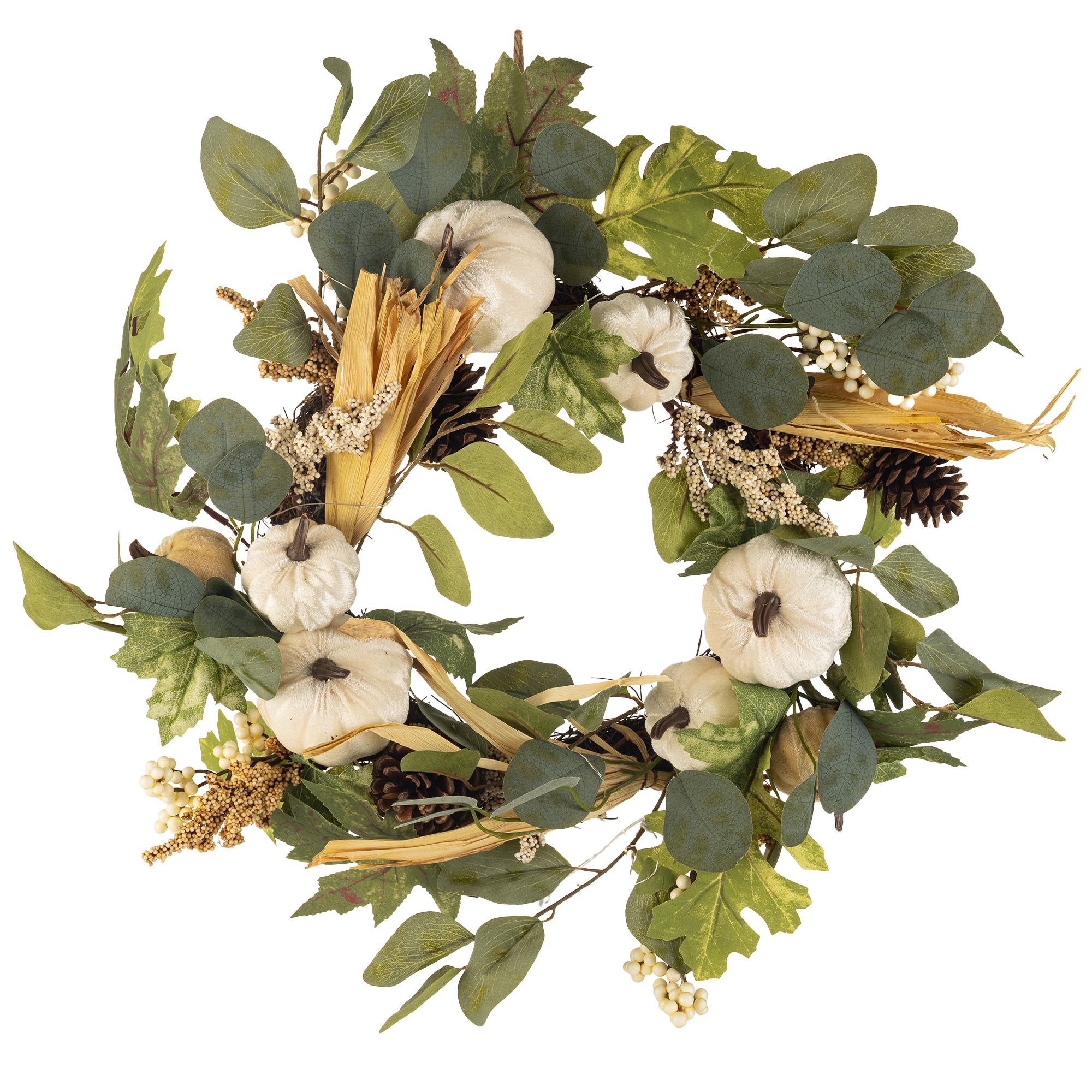 LUMIDA Casa LED-Dekokranz Herbst-Blumen 5h-Timerfunktion Ø 55cm