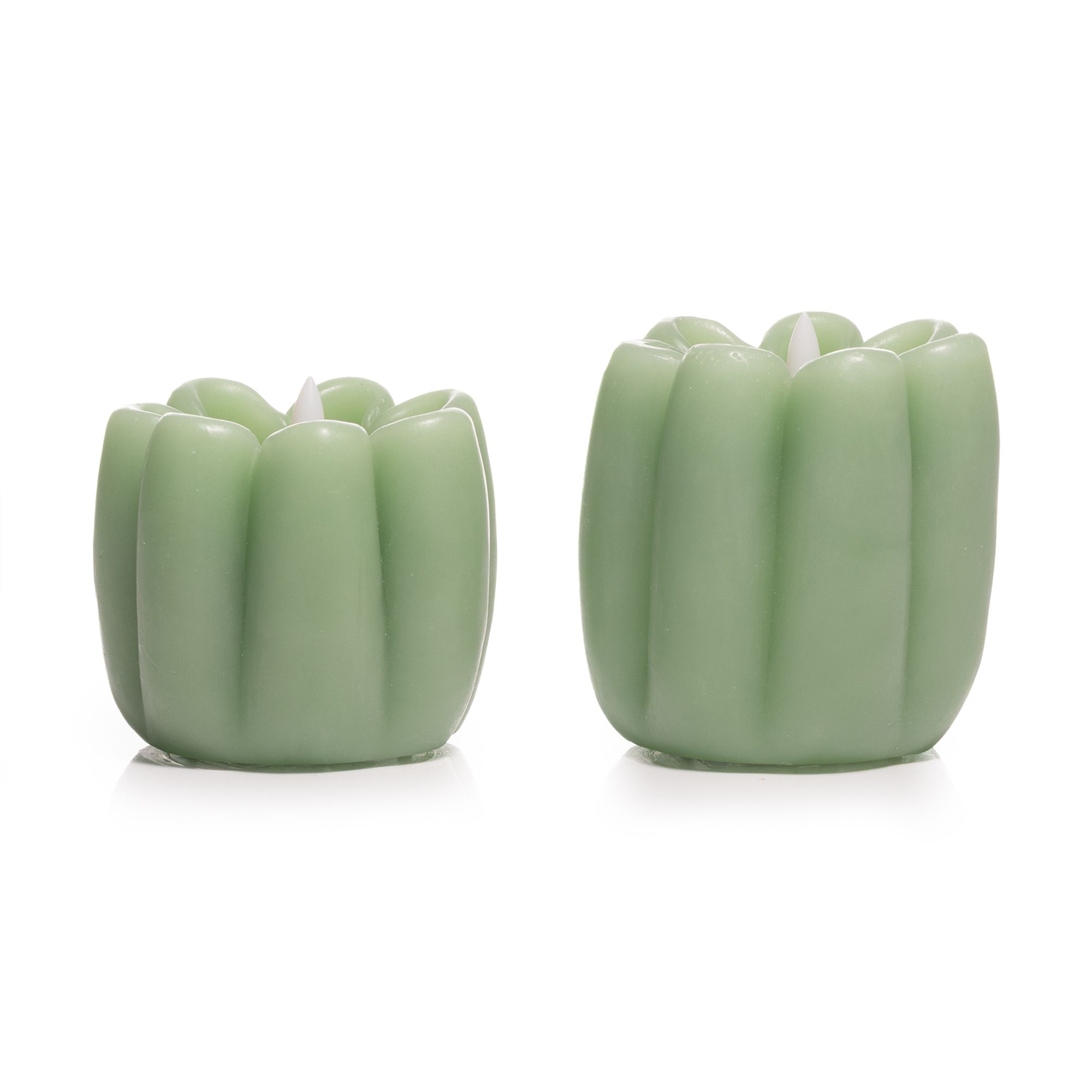  ELAMBIA 2 LED-Blütenkerzen Flamme Luma 5h-Timerfunktion Höhe 7,3cm & 8,5cm