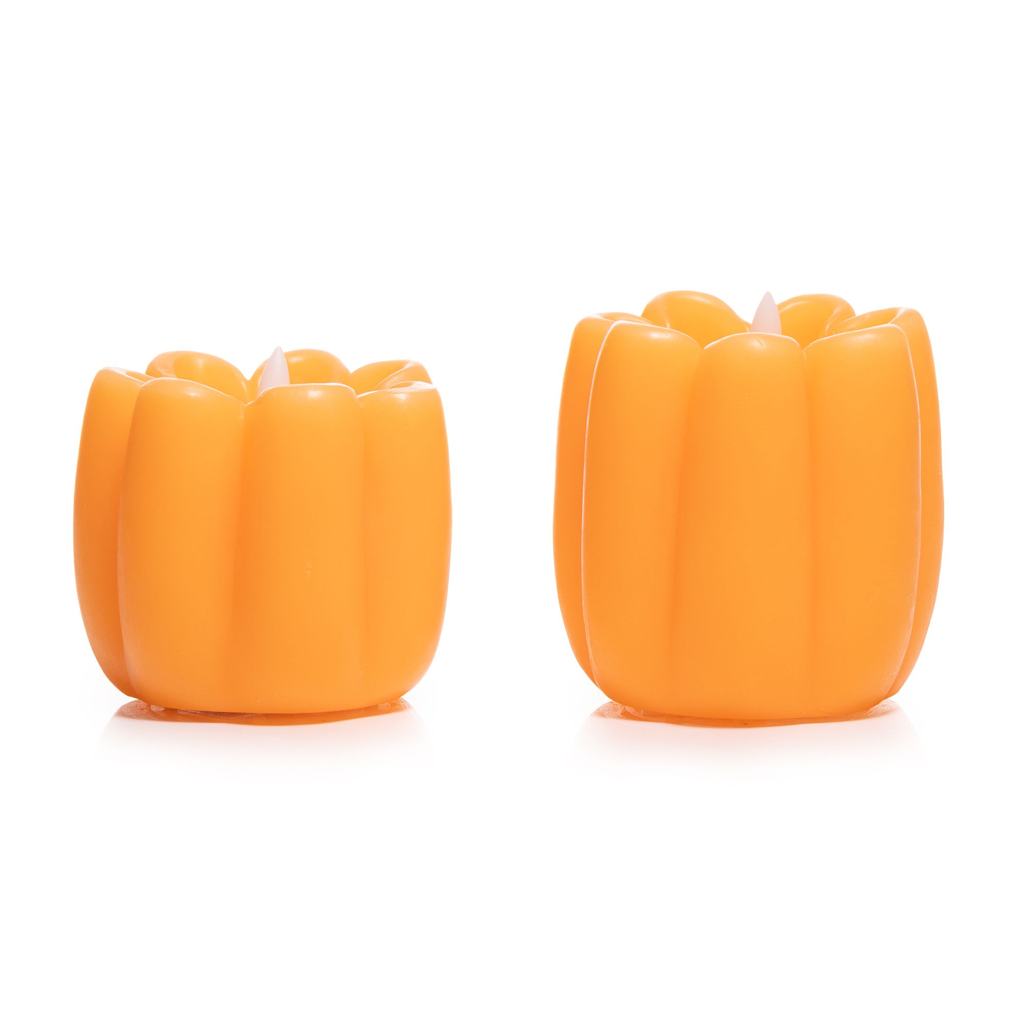 ELAMBIA 2 LED-Blütenkerzen Flamme Luma 5h-Timerfunktion Höhe 7,3cm & 8,5cm