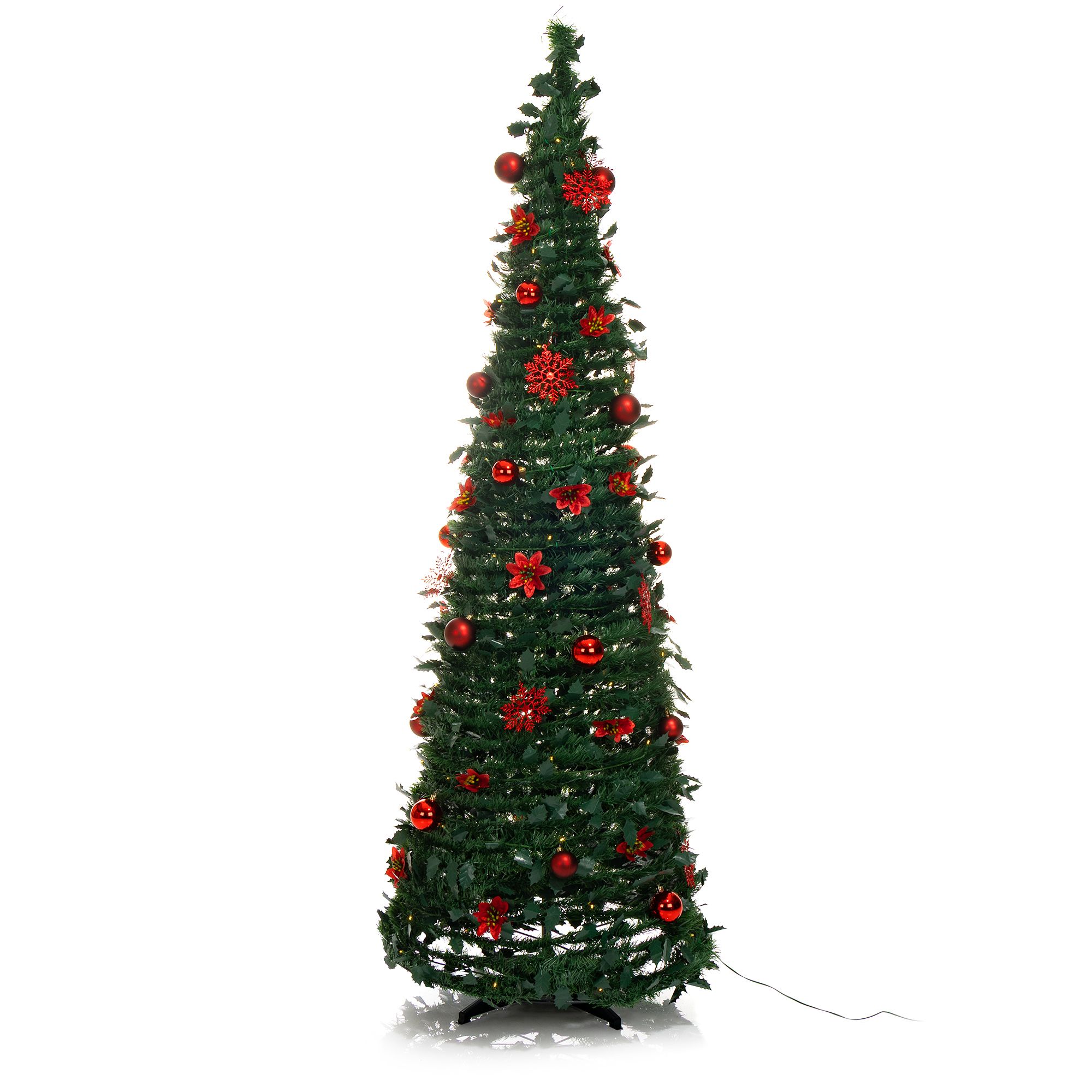 LUMIDA Xmas Popup-Baum Dekoelemente & LEDs 6h-Timerfunktion Höhe 180cm, Ø 60cm