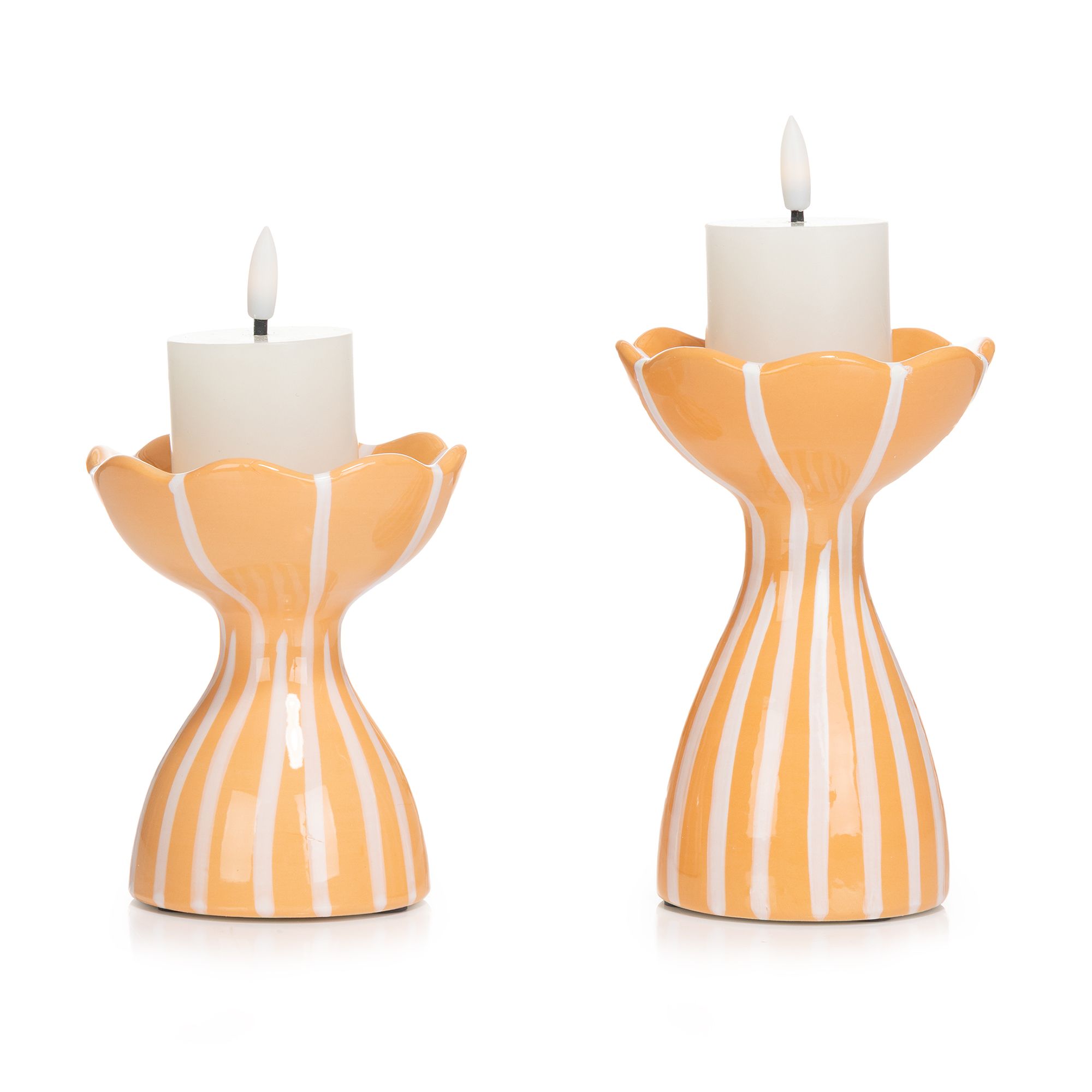  ELAMBIA 2 LED-Votivkerzen ink. Kerzenhalter Flamme Luma, Timer Höhe ca. 12cm & 17cm